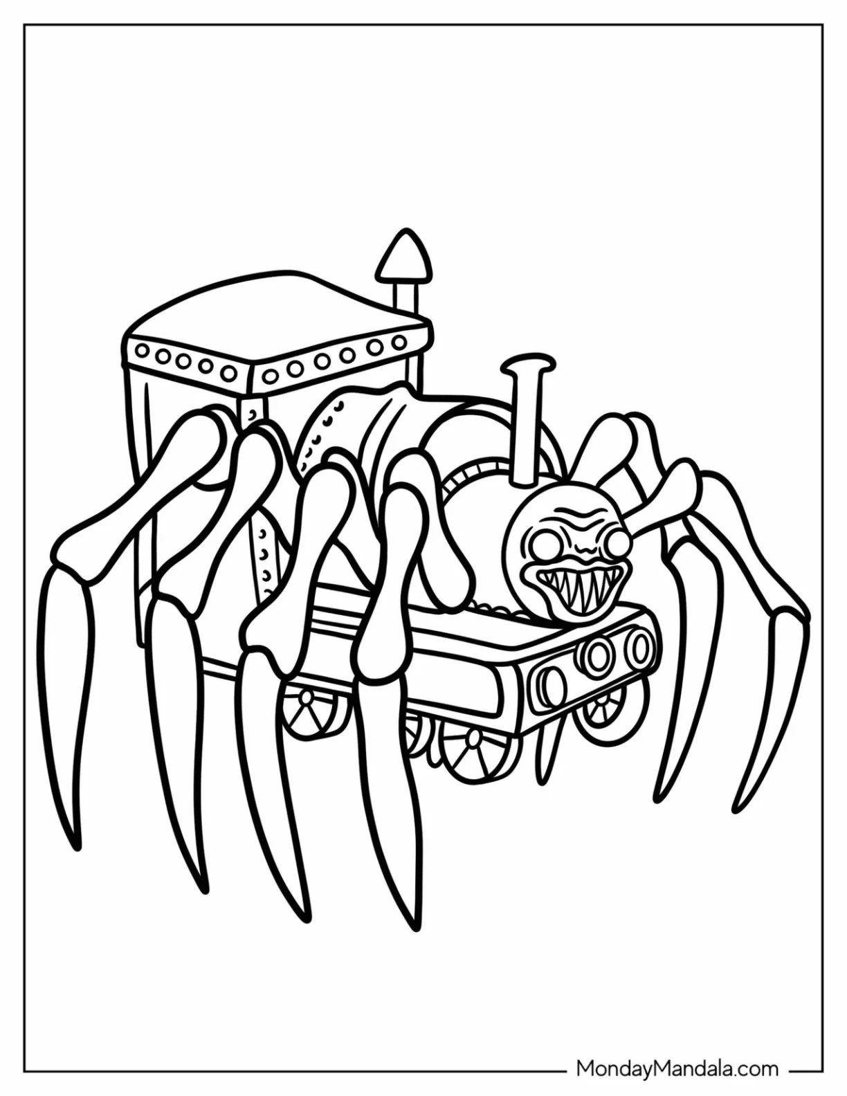 Easy Choo Choo Charles Coloring Page For Kids coloring page