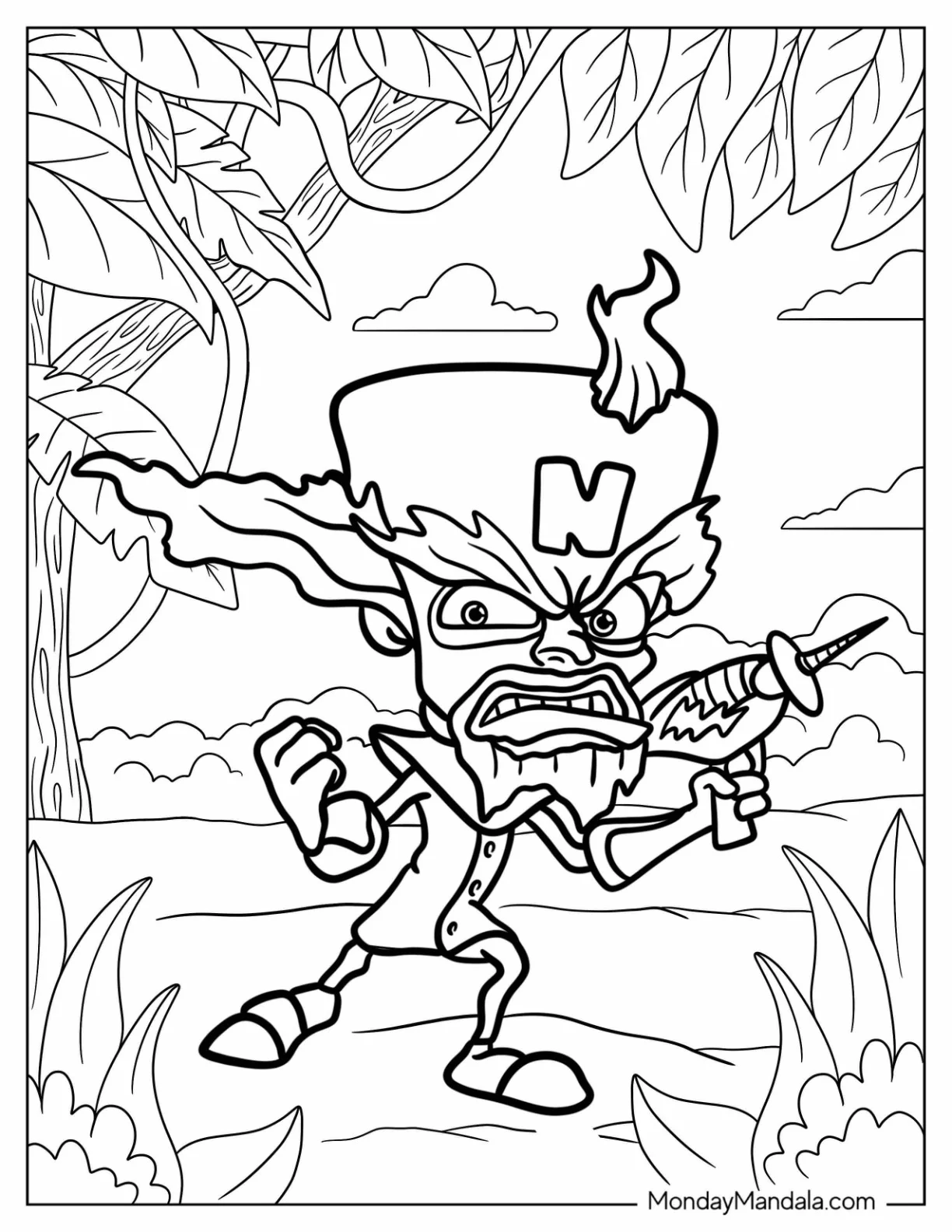 Crash Bandicoot Coloring Page Of Angry Doctor Neo Cortex With A Raygun coloring page