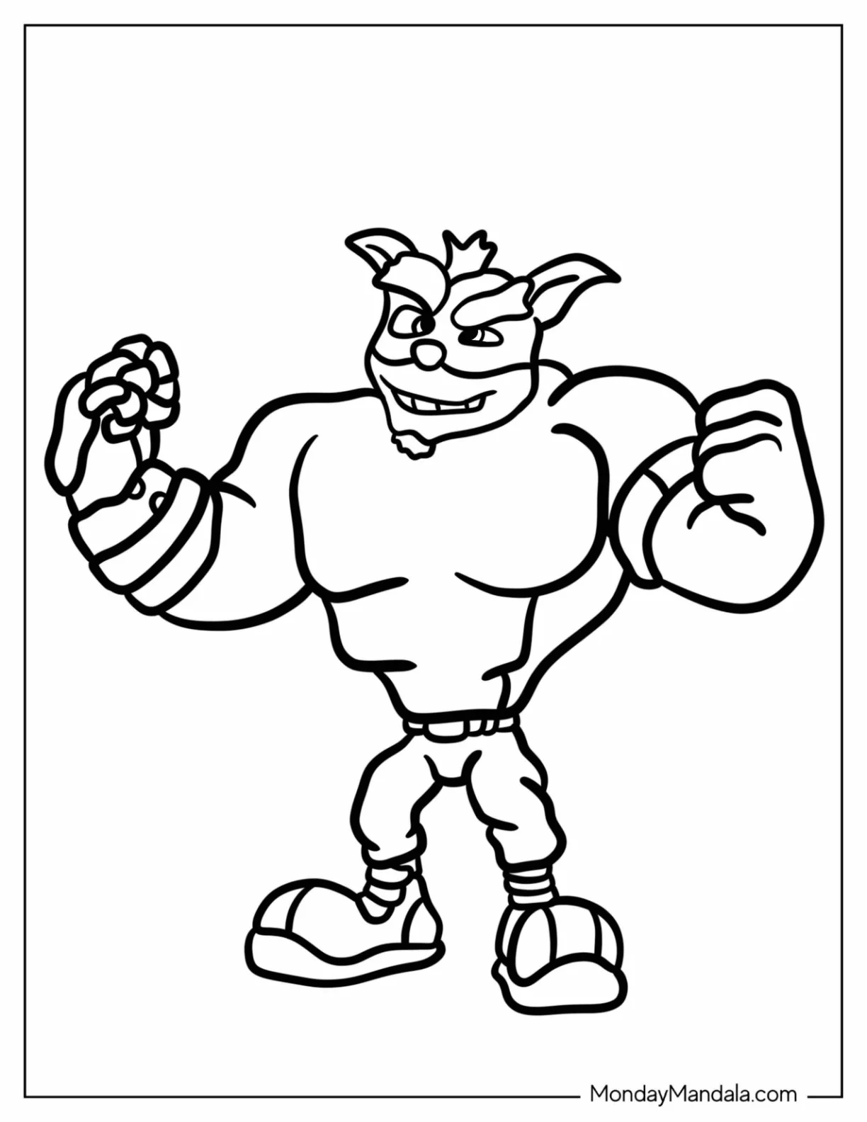 Crash Bandicoot Coloring Page Of Crunch Bandicoot Outline coloring page — printable line art