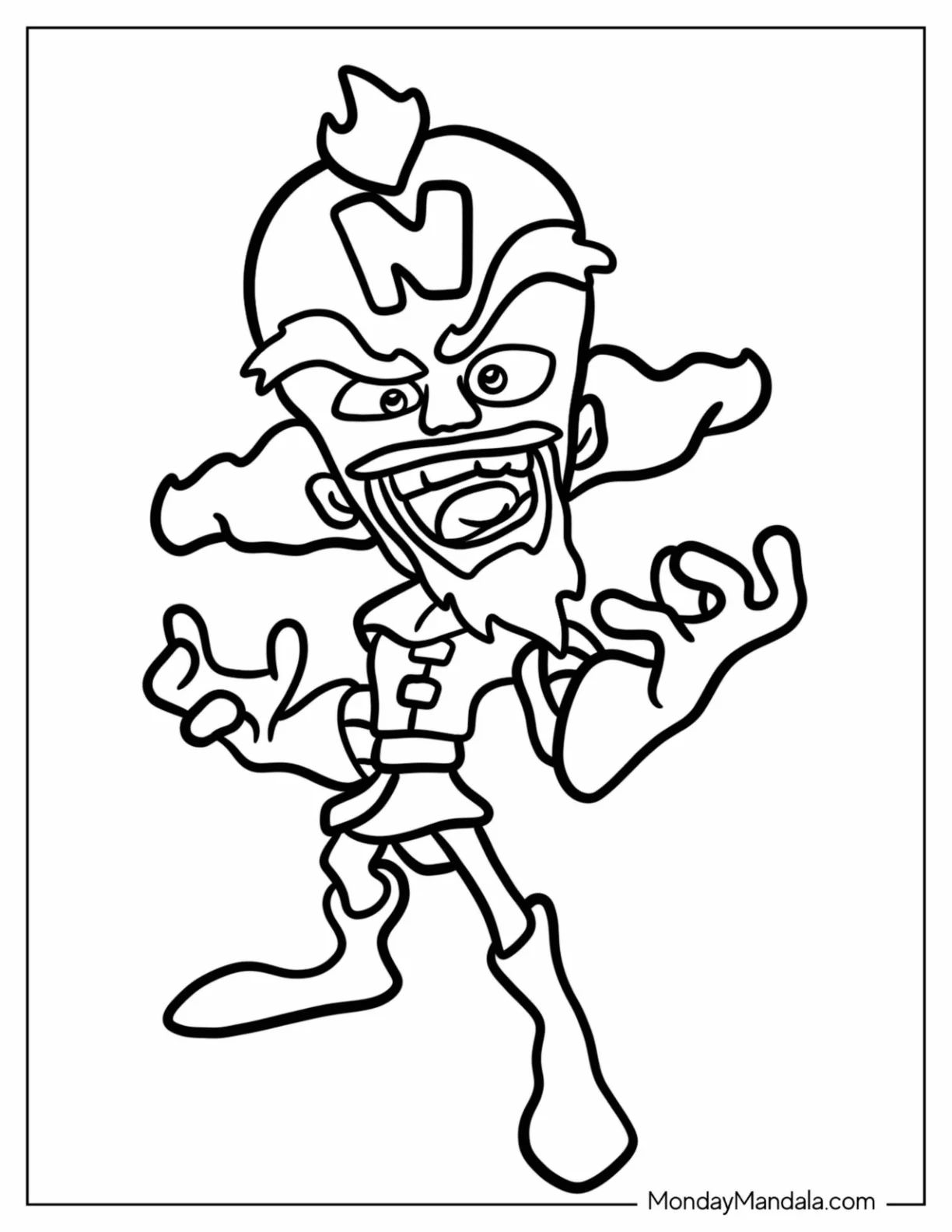 Crash Bandicoot Coloring Page Of Easy Evil Doctor Neo Cortex For Kids coloring page