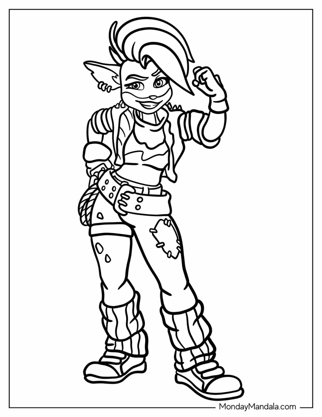 Crash Bandicoot Coloring Page Of Tawna Bandicoot Showing Off Muscles coloring page