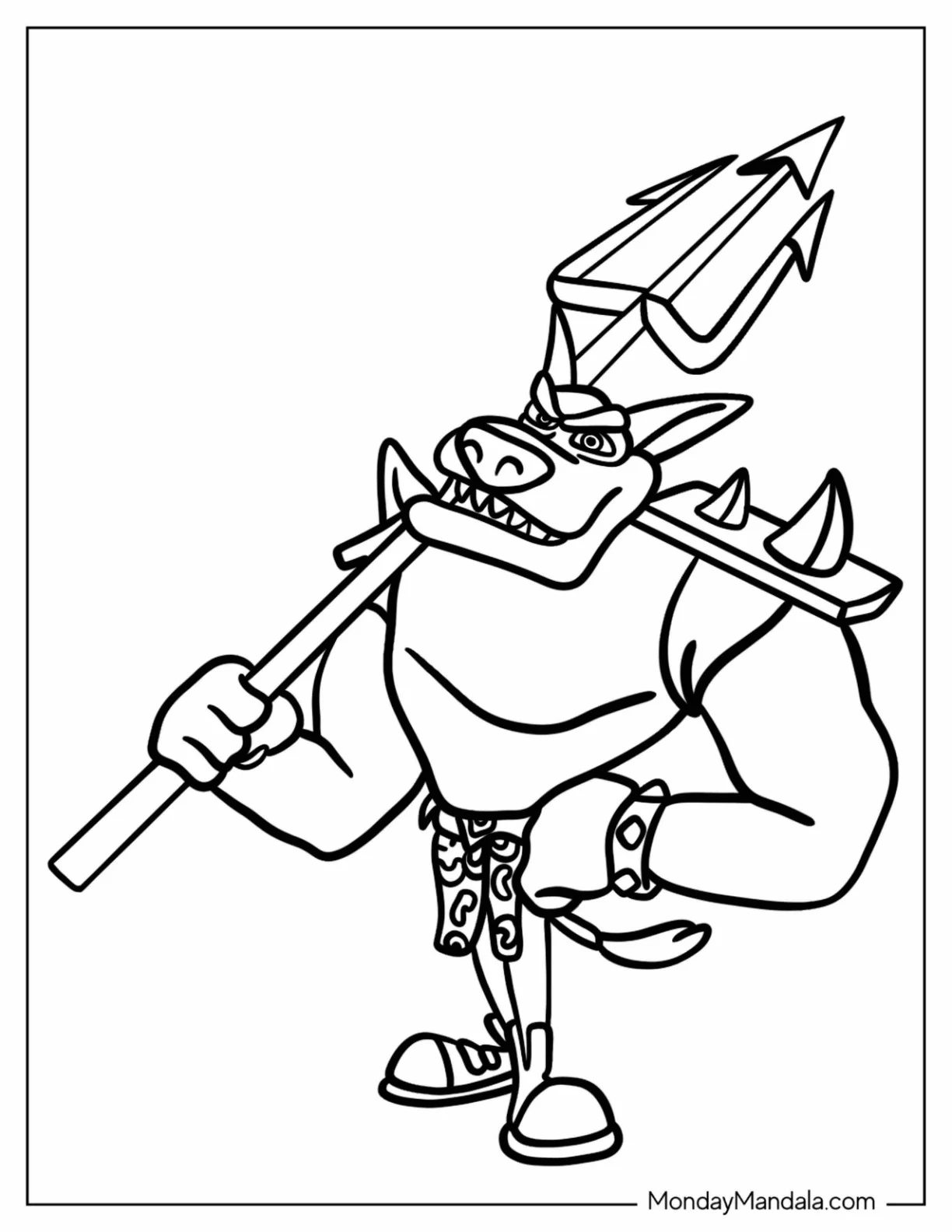 Crash Bandicoot Coloring Page Of Tiny Tiger Holding A Trident For Kids coloring page