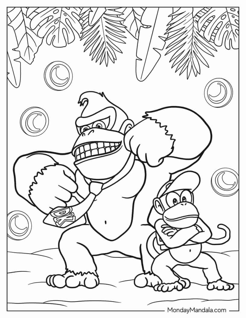 Coloring Page Of Diddy And Donkey Kong coloring page