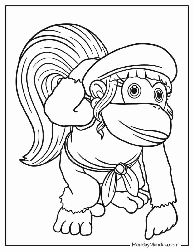 Dixie Kong Coloring Sheet For Kids coloring page