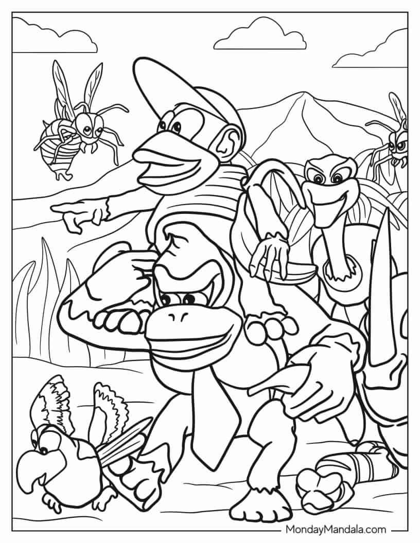 Donkey Kong In Kongo Jungle To Color coloring page
