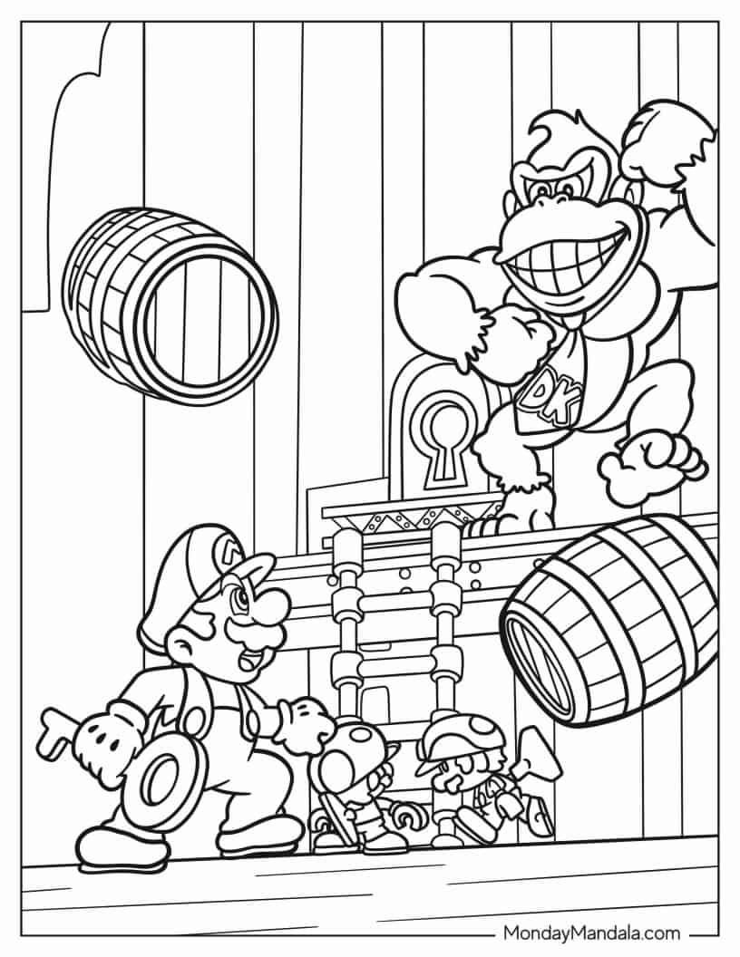 Super Mario Vs Donkey Kong To Color coloring page — printable line art