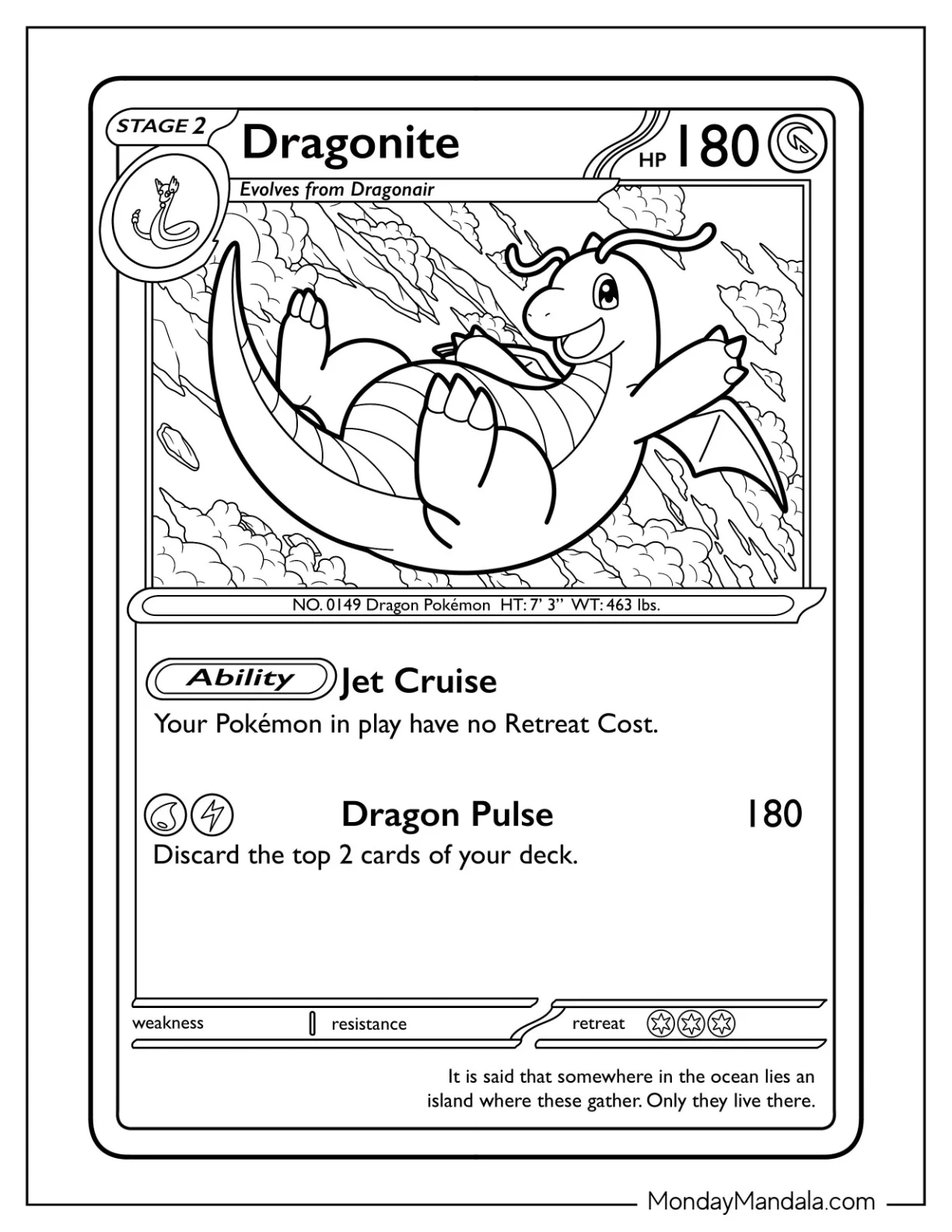 Dragonite Coloring Page Jet Cruise Pokemon Card coloring page