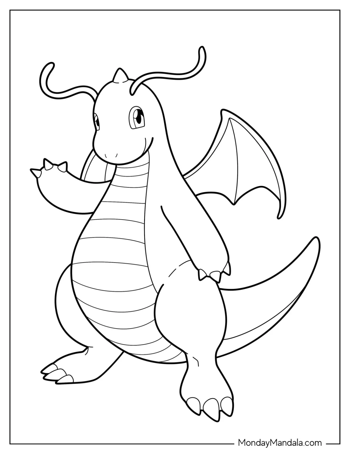 Simple Dragonite Coloring Page Outline For Preschoolers coloring page