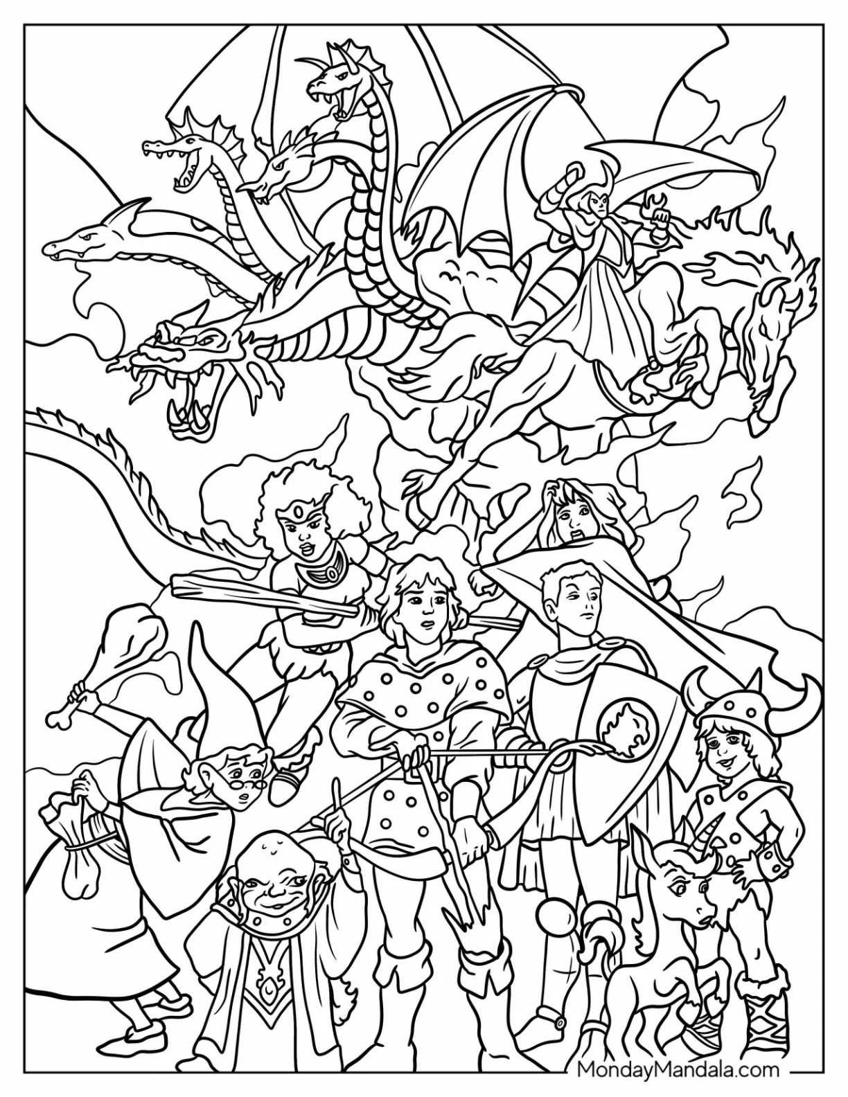 Dungeons And Dragons Coloring Page Of Gaming Poster For Kids coloring page — printable line art