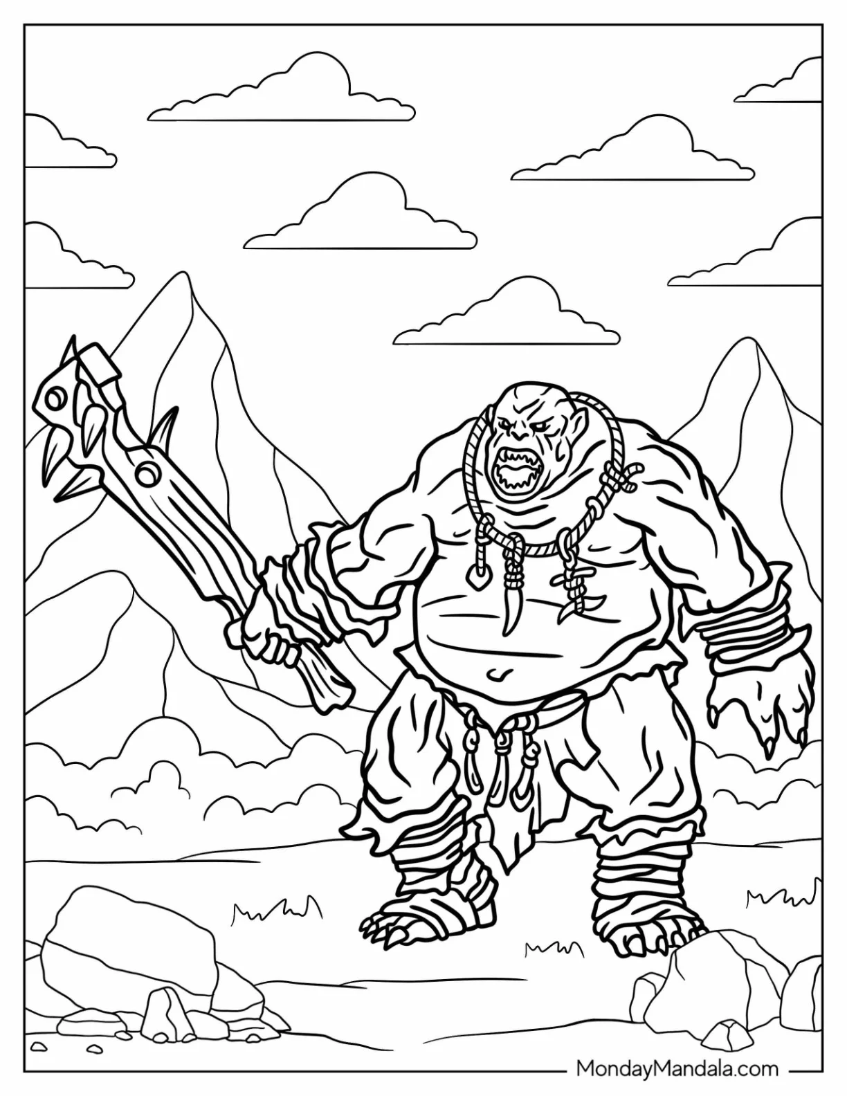 Dungeons And Dragons Coloring Page Of Hill Ogre coloring page