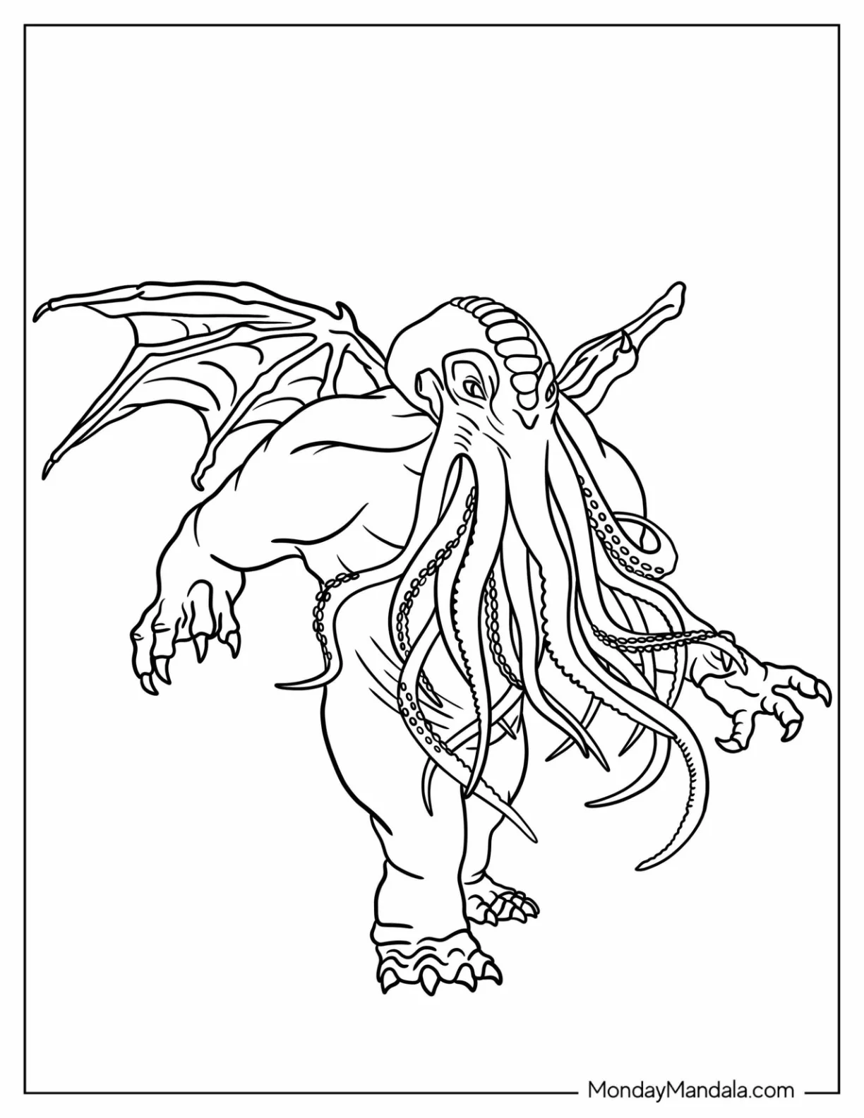 Dungeons And Dragons Coloring Page Of Scary Cthulhu Monster coloring page