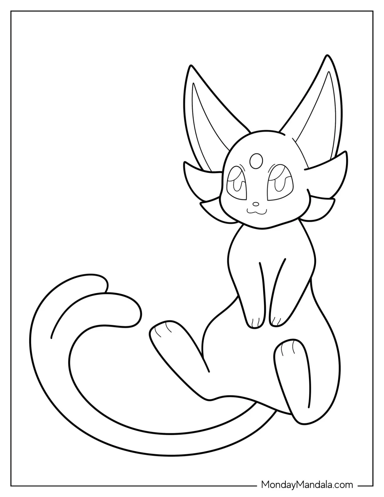 Adorable Espeon Coloring Page For Kids coloring page