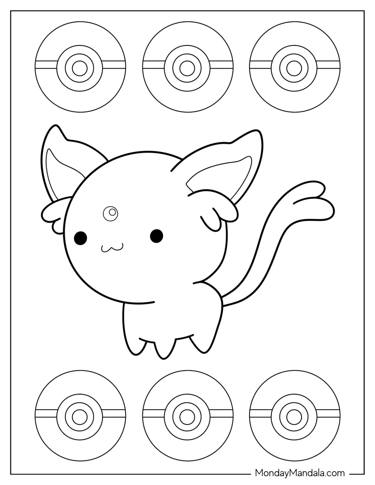 Chibi Espeon Coloring Page Outline For Preschoolers coloring page
