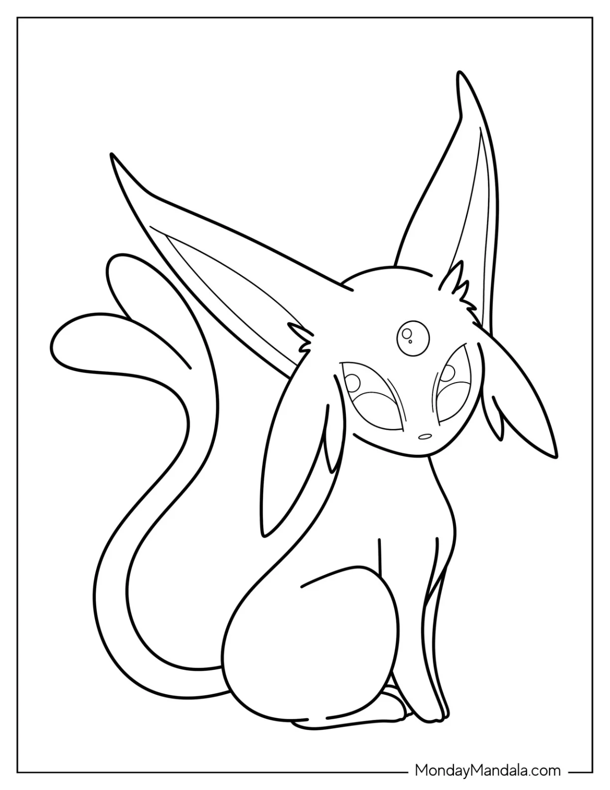 Elegant Espeon Coloring Page Sitting For Kids coloring page