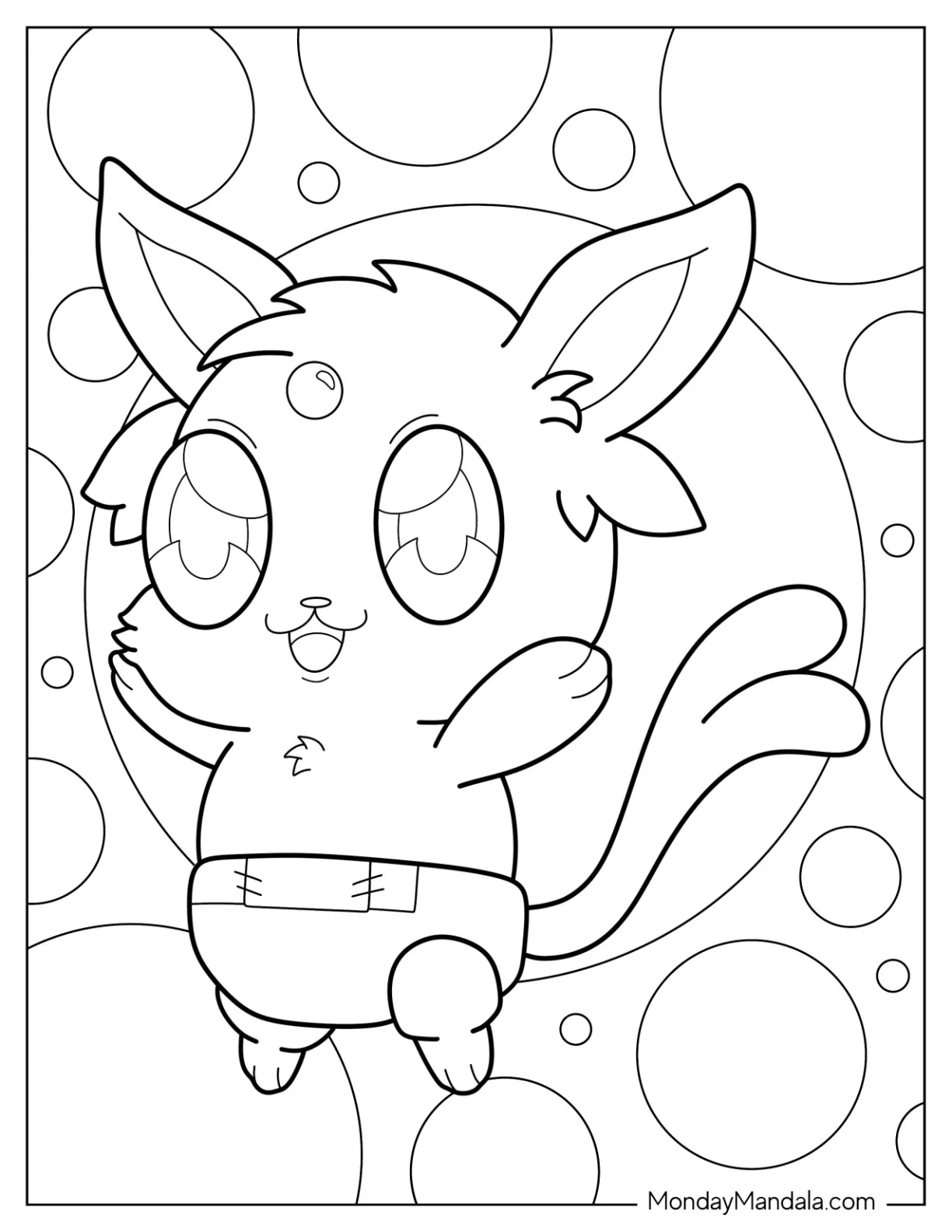 Kawaii Chibi Espeon Coloring Page In Diapers For Preschoolers coloring page