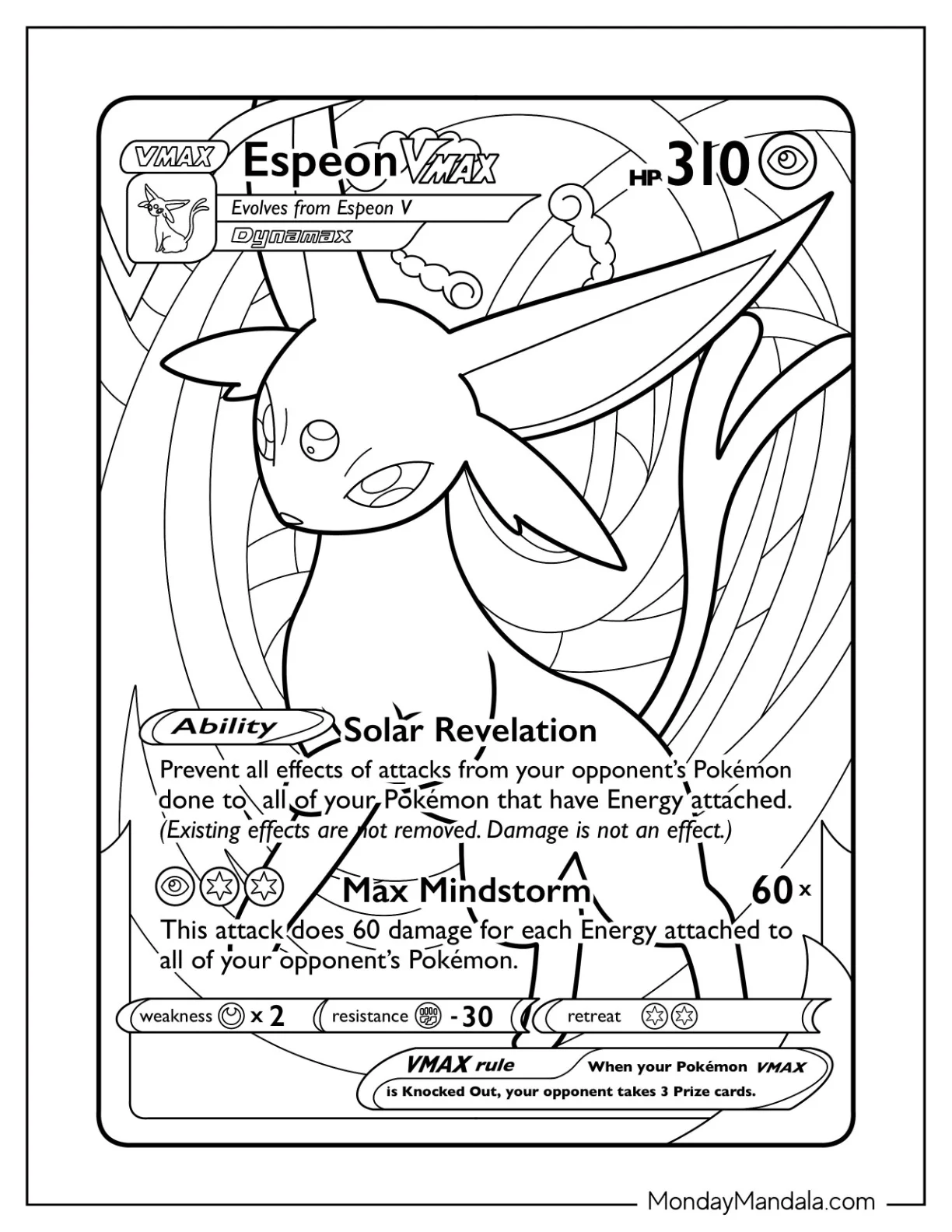 Max Mindstorm Espeon Coloring Page Pokemon Card coloring page