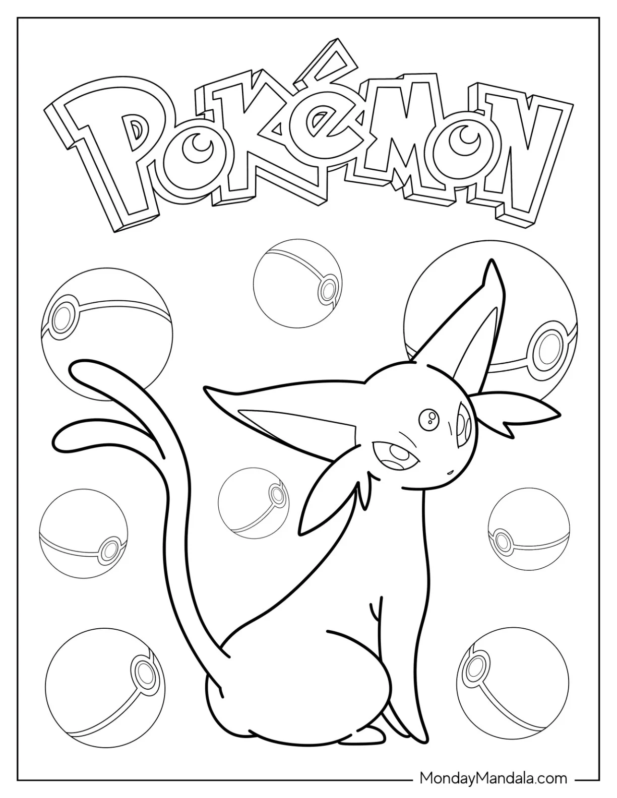 Pokemon Espeon Coloring Page Poster coloring page