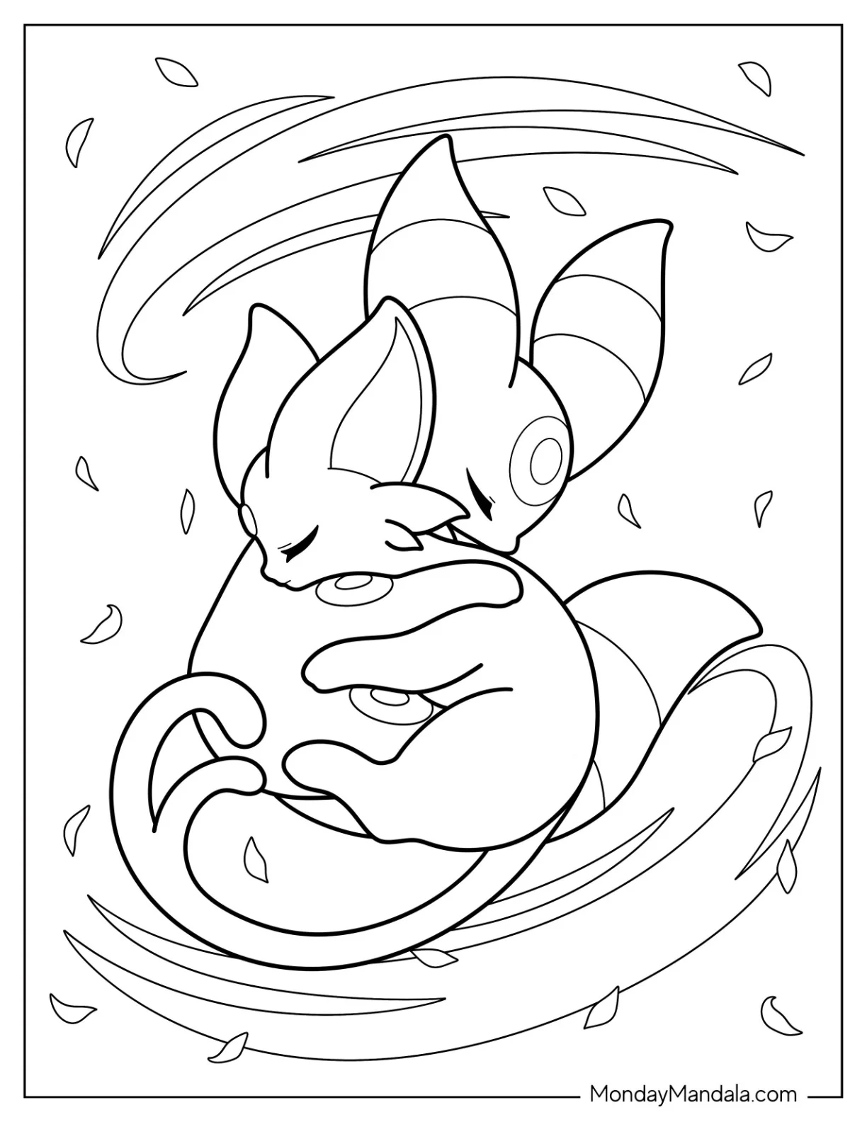 Umbreon Hugging Espeon Coloring Page coloring page