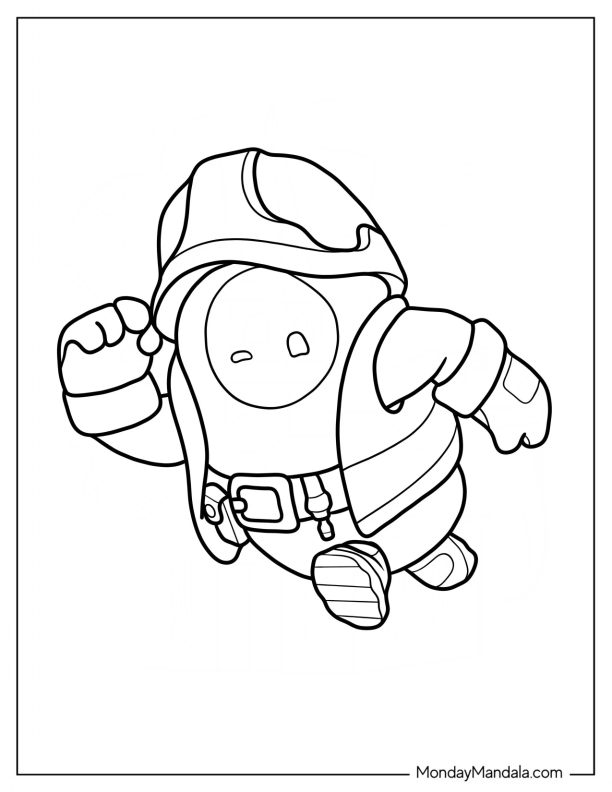 Fall Guys Coloring Page Of Bean In Builder Costume coloring page