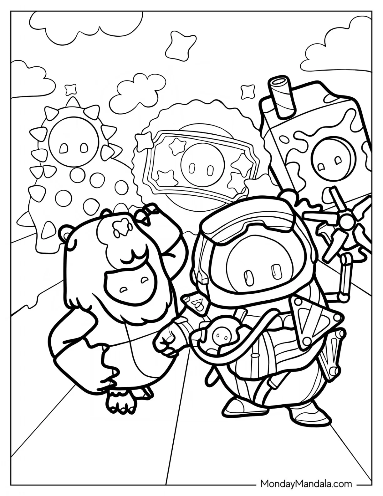 Fall Guys Coloring Page Of Capybara Bean With Deathstranding Skin Bean coloring page