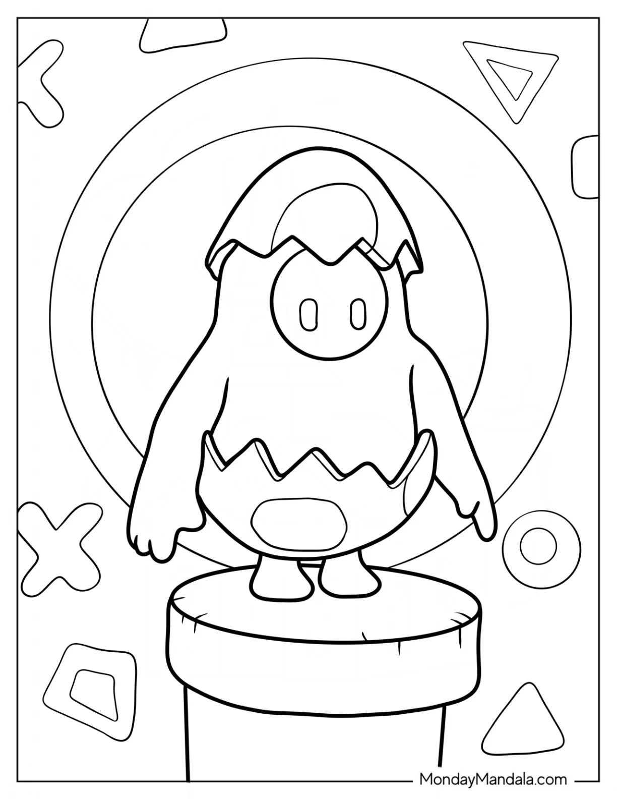 Fall Guys Coloring Page Of Cute Golden Hatchling Bean For Kids coloring page