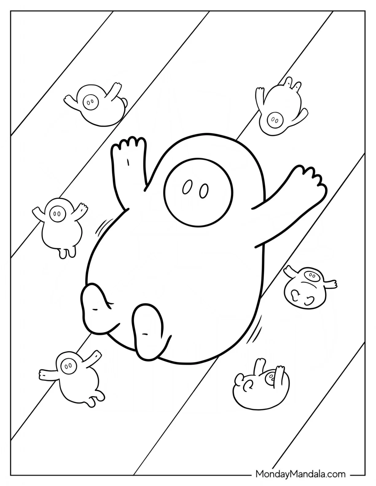 Fall Guys Coloring Page Of Simple Beans Falling For Preschoolers coloring page