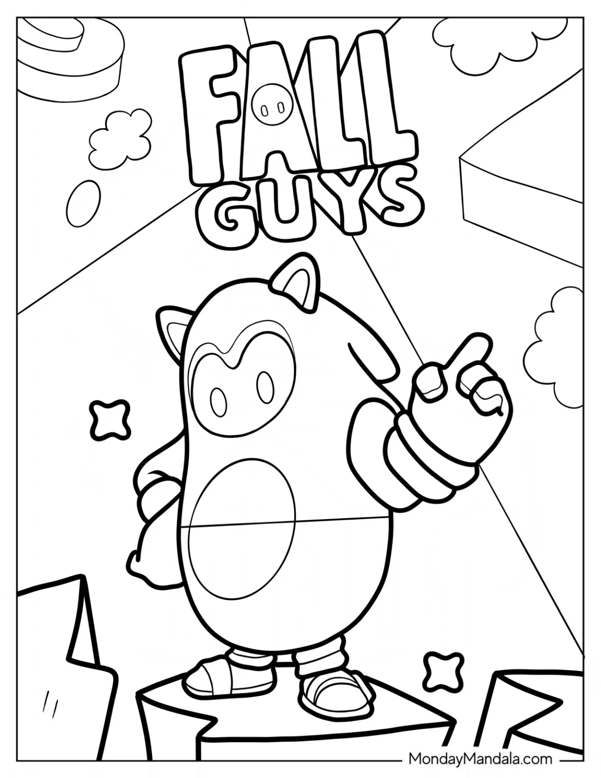 Fall Guys Coloring Page Of Sonic Skin For Kids coloring page