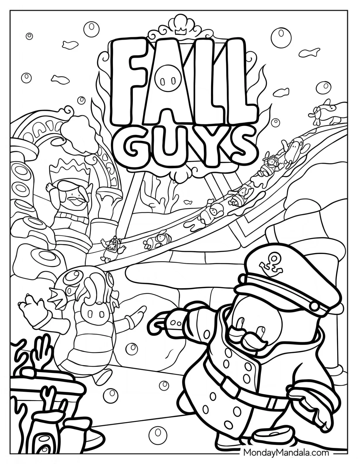 Fall Guys Coloring Page Of Ultimate Knockout Poster coloring page