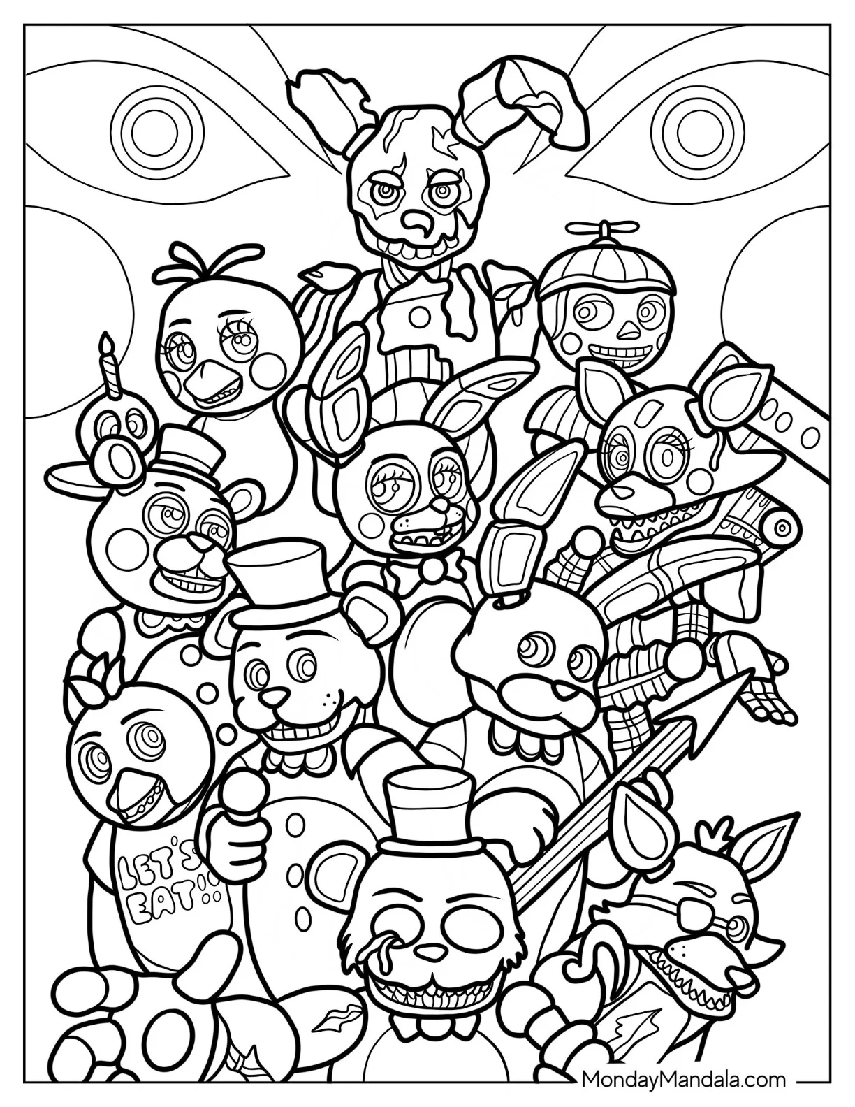 Chibi Five Nights At Freddy's Coloring Page Animatronics coloring page