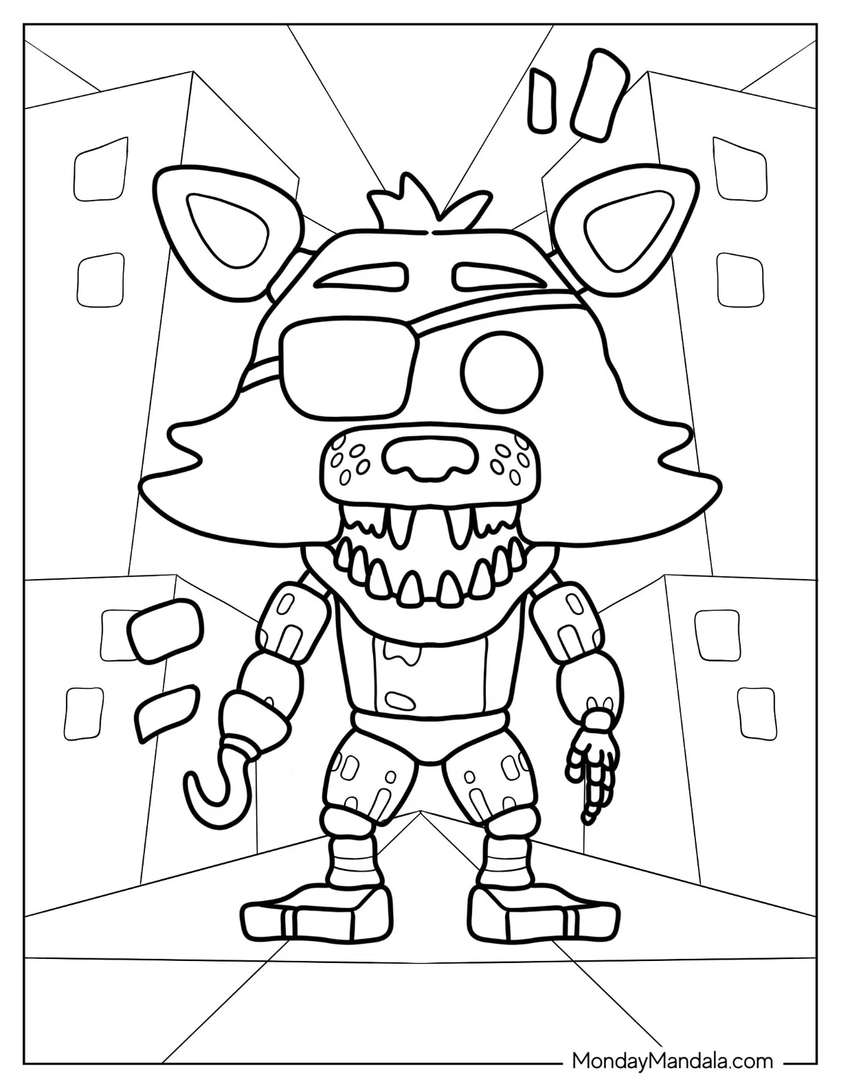 Five Nights At Freddy's Coloring Page Of Foxy The Pirate Funko Pop coloring page