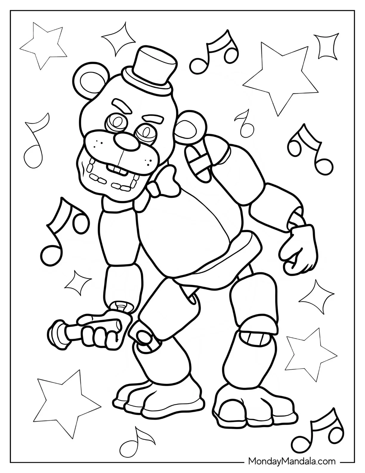 Five Nights At Freddy's Coloring Page Of Golden Freddy For Kids coloring page