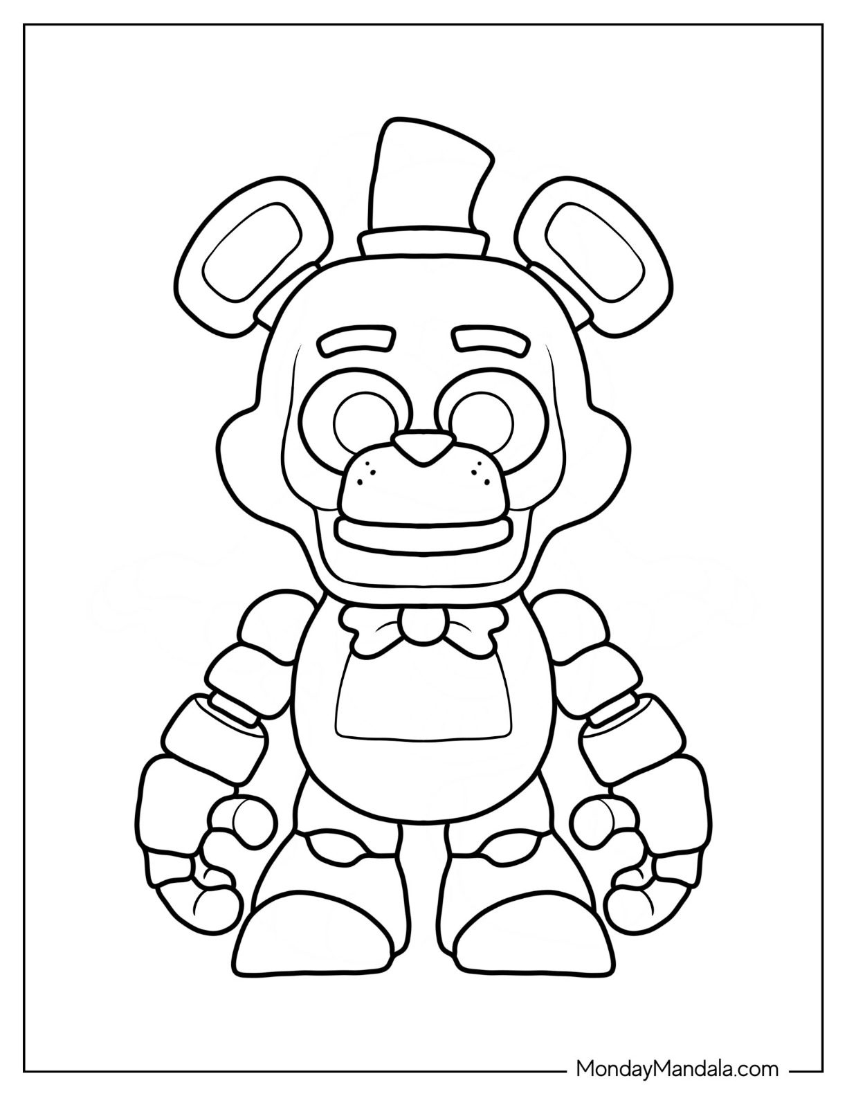 Five Nights At Freddy's Coloring Page Of Simple Freddy Fazbear Outline coloring page