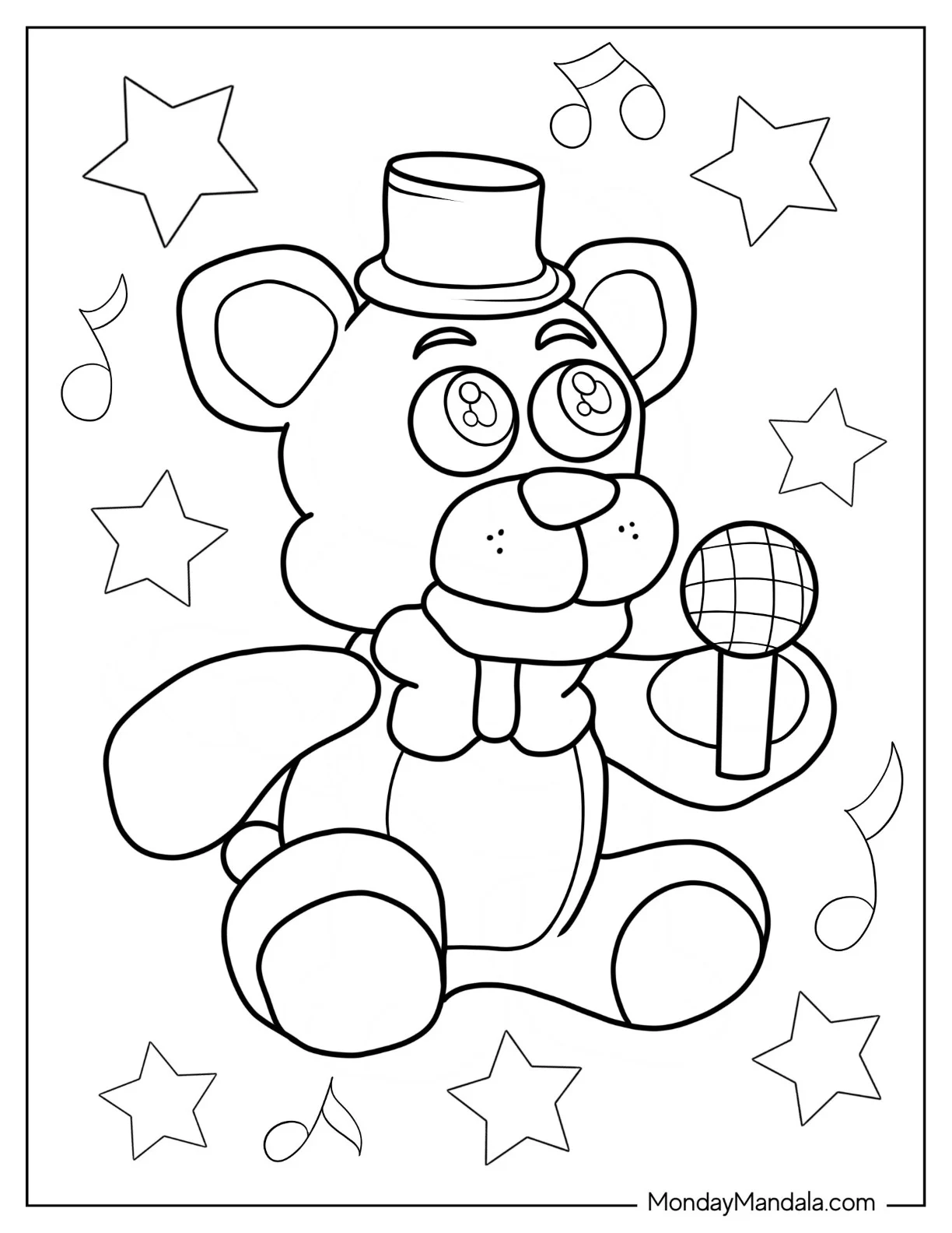 Five Nights At Freddy's Coloring Page Of Smiling Freddy Fazbear coloring page