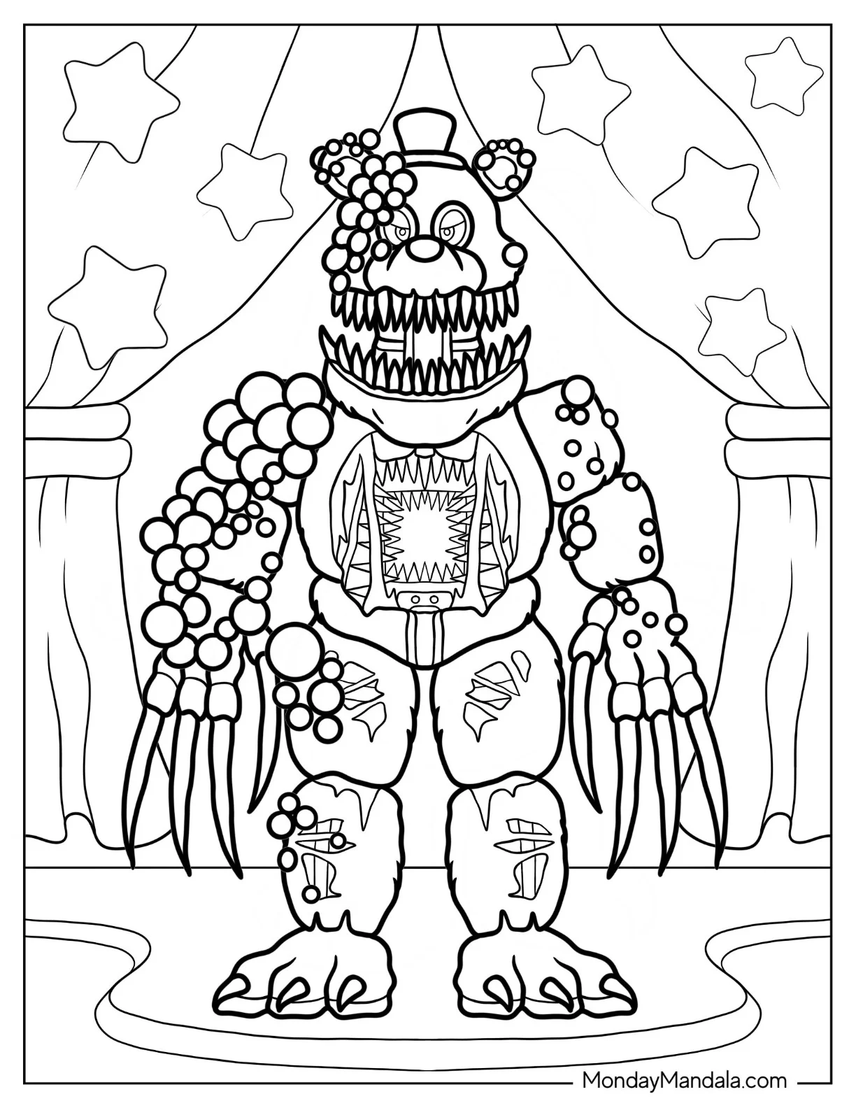 Five Nights At Freddy's Coloring Page Twisted Freddy coloring page