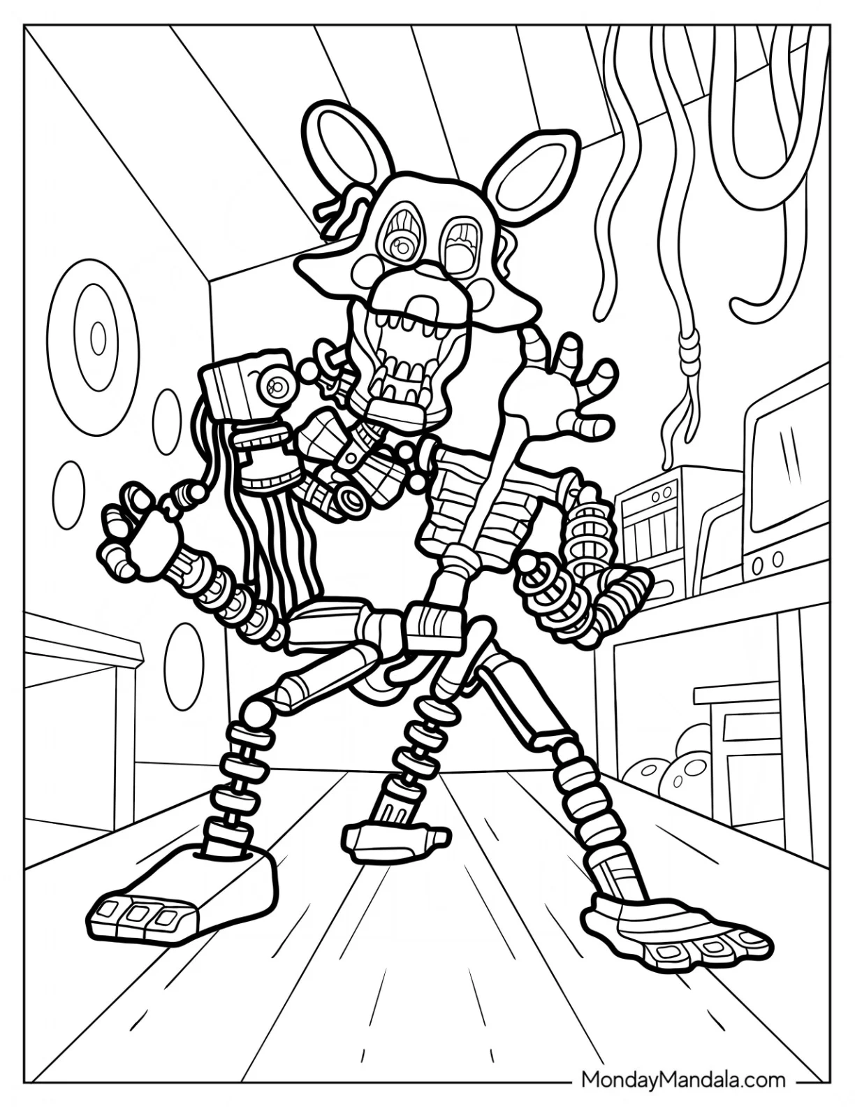 Terrifying Five Nights At Freddy's Coloring Page For Kids coloring page