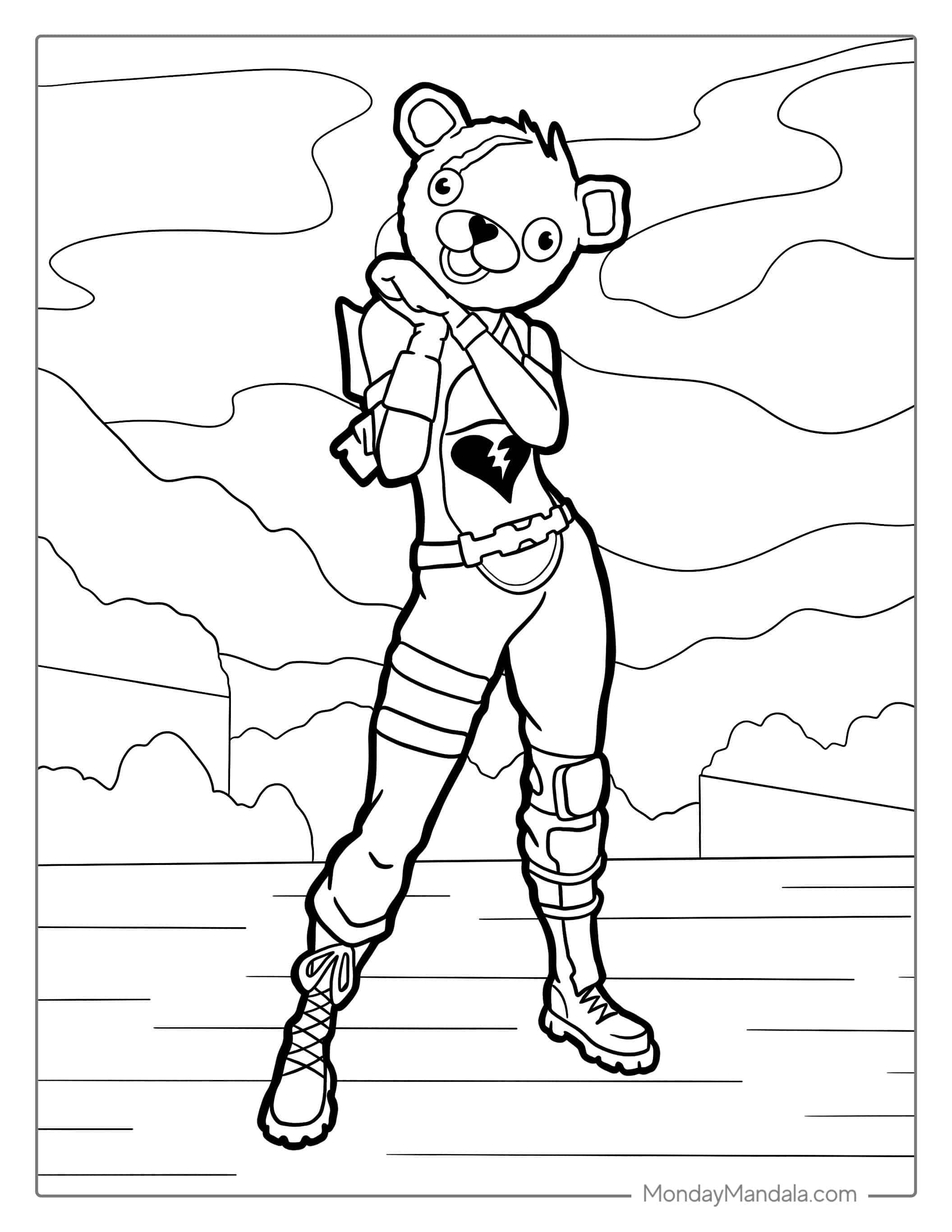 Coloring Page Of Fortnite Cuddle Team Leader coloring page — printable line art