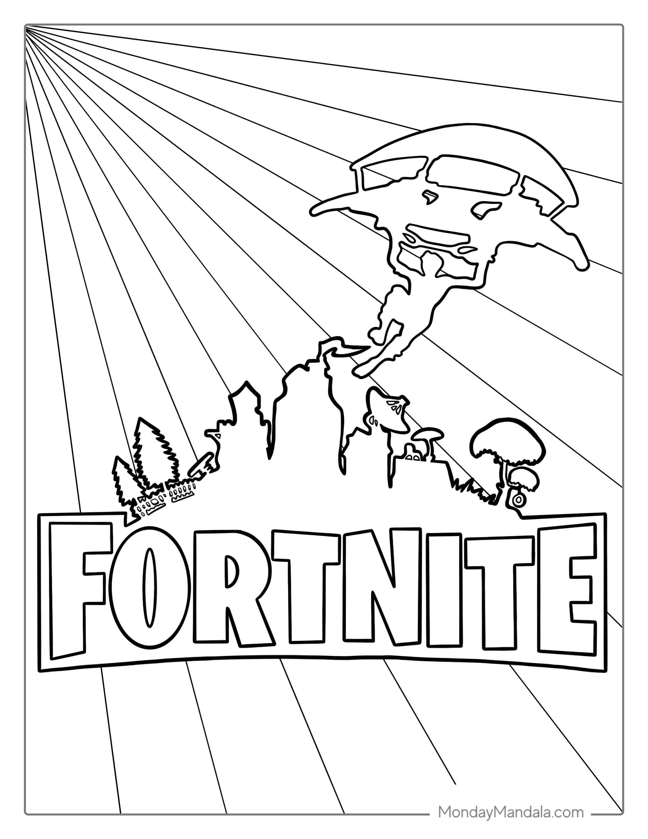 Easy Fortnite Logo Coloring Page coloring page — printable line art