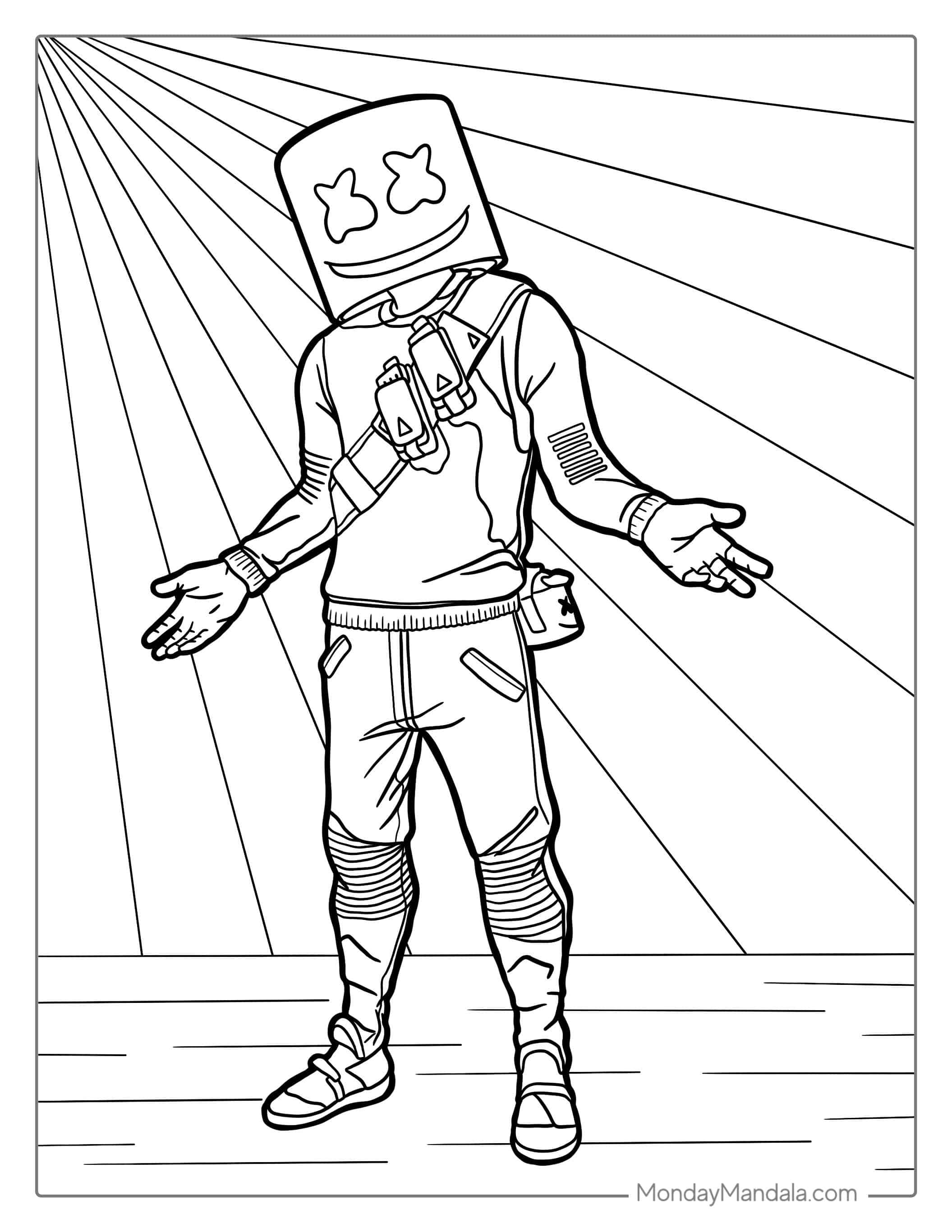 Easy Fortnite Marshmello Skin Coloring Page coloring page — printable line art