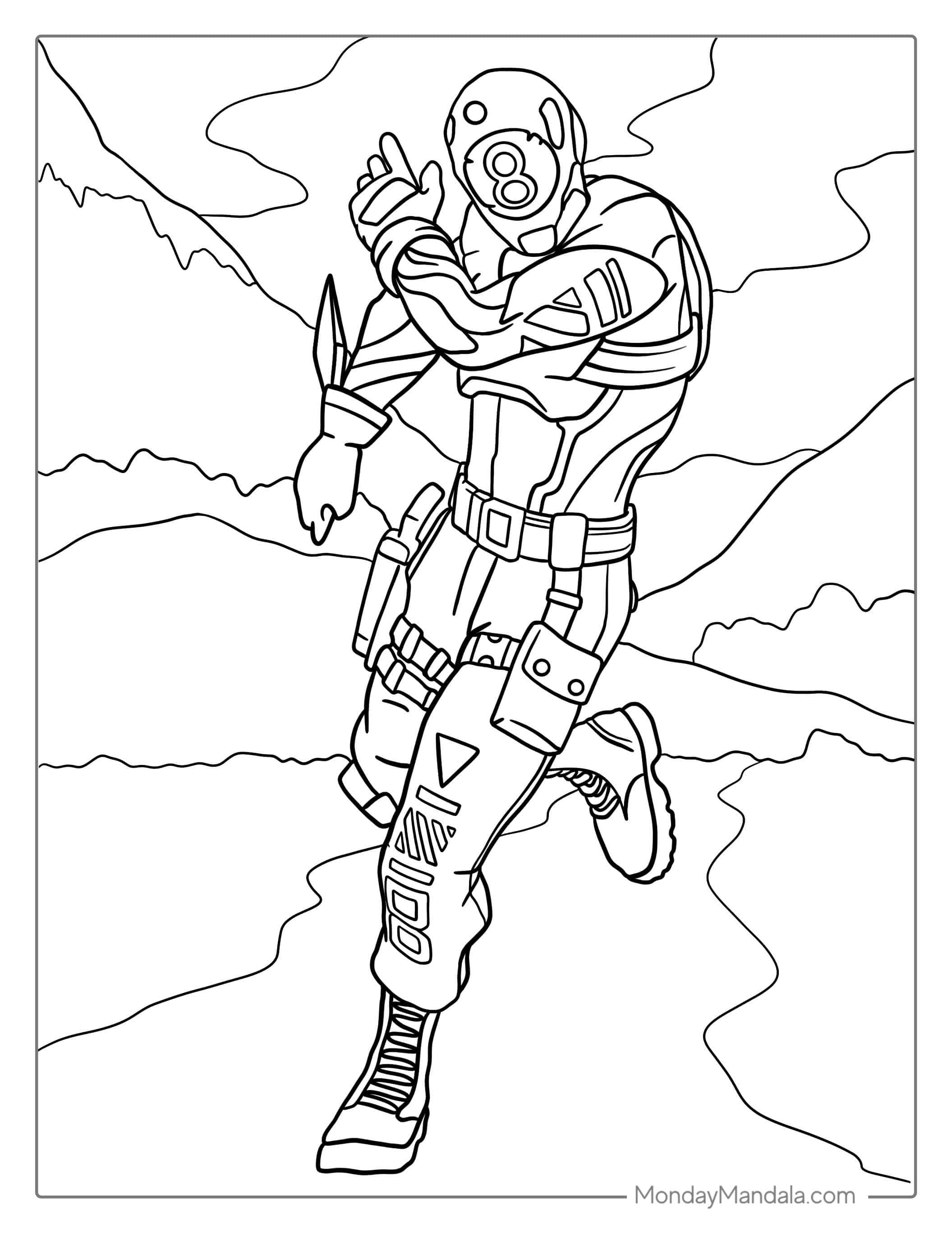 Fortnite 8-Ball Character Coloring Page coloring page — printable line art