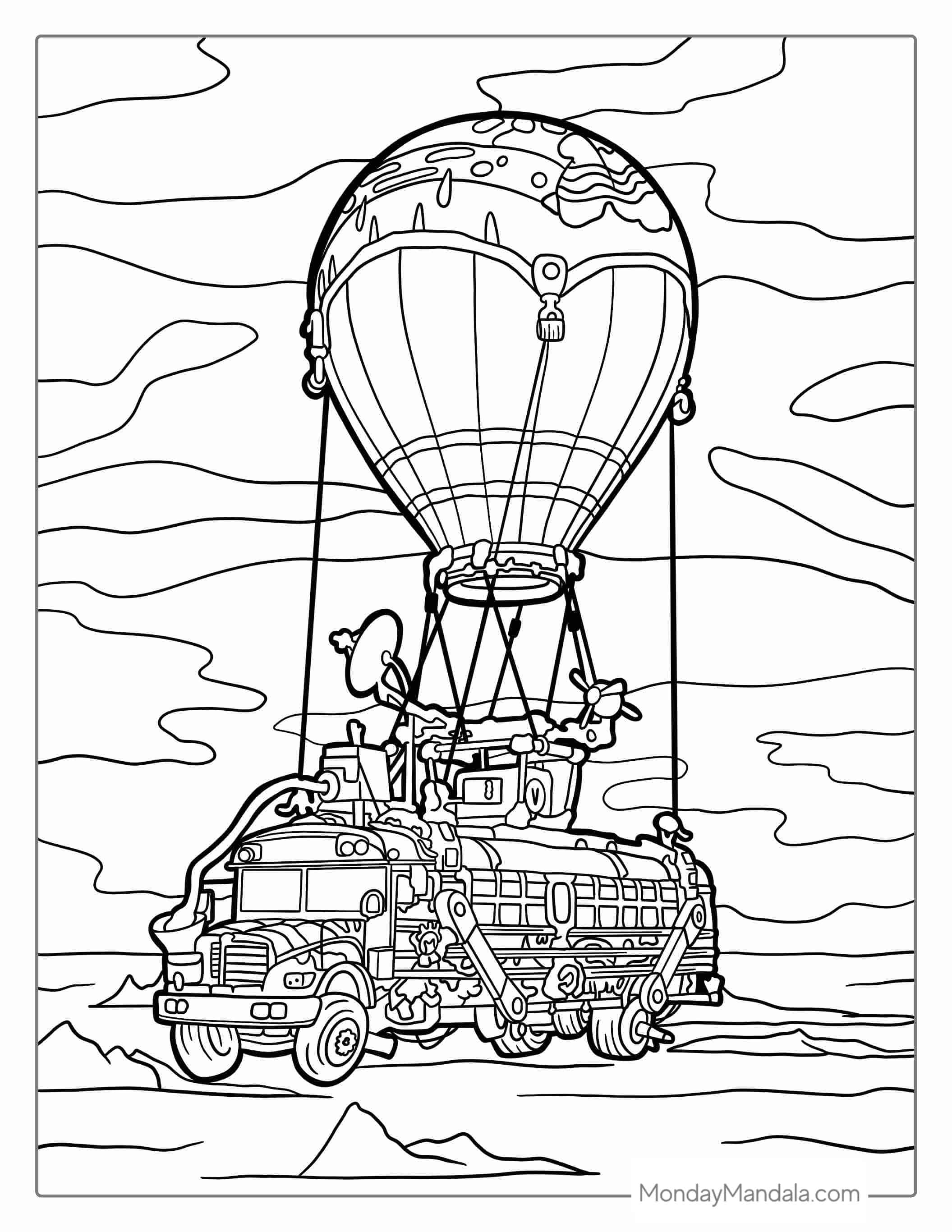 Fortnite Battle Bus Coloring Sheet coloring page — printable line art