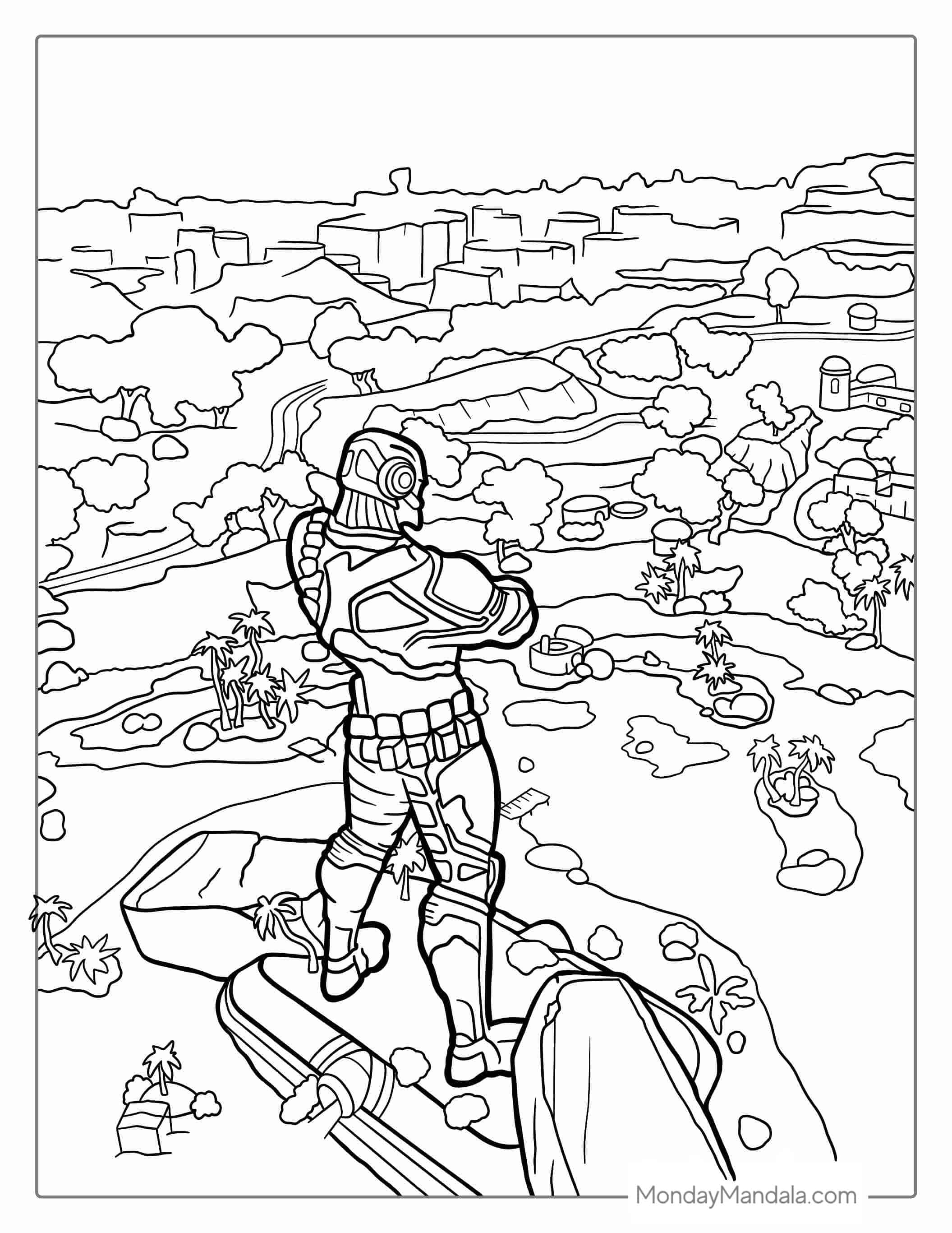 Fortnite Battle Royale Coloring Page coloring page — printable line art
