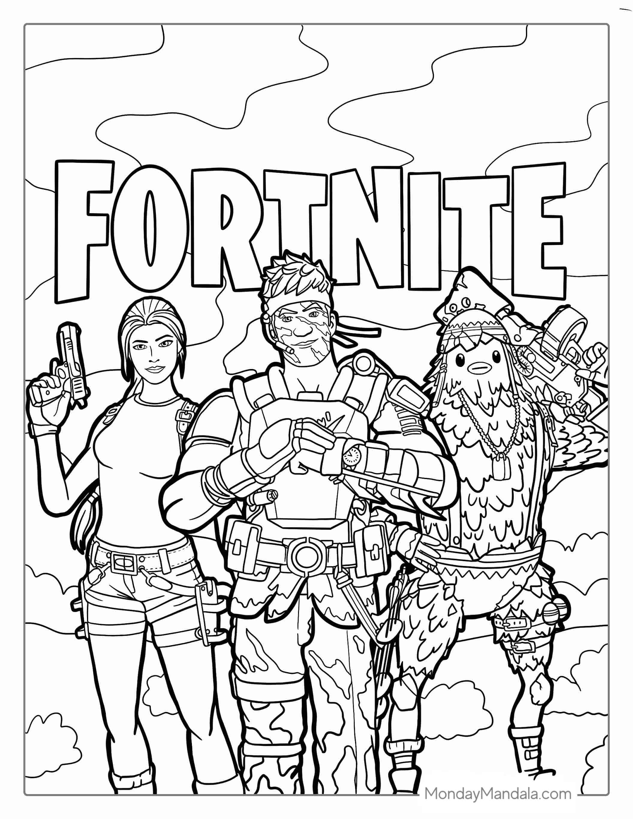 Fortnite Battle Royale With Logo Coloring coloring page — printable line art