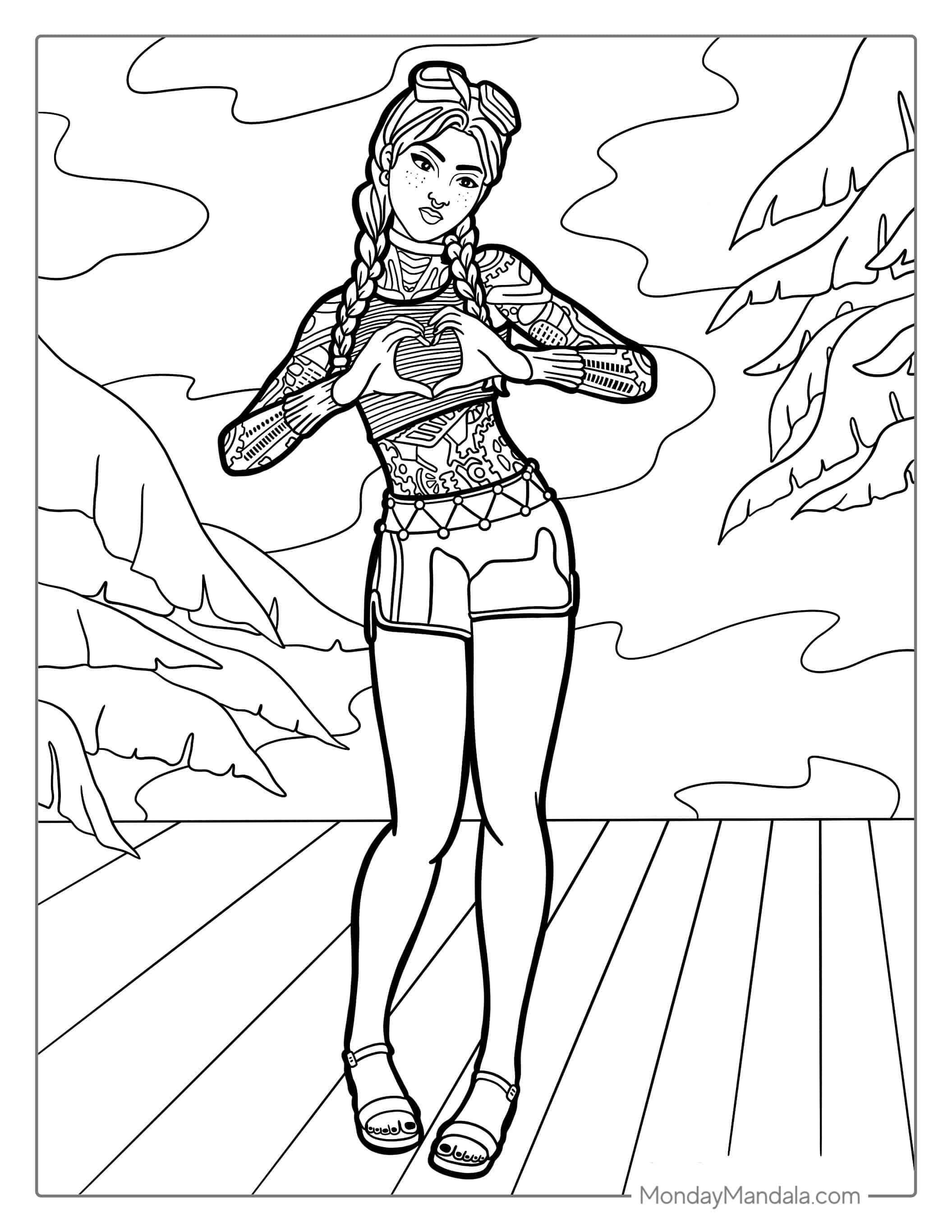 Fortnite Beach Jules Skin Coloring Page coloring page — printable line art