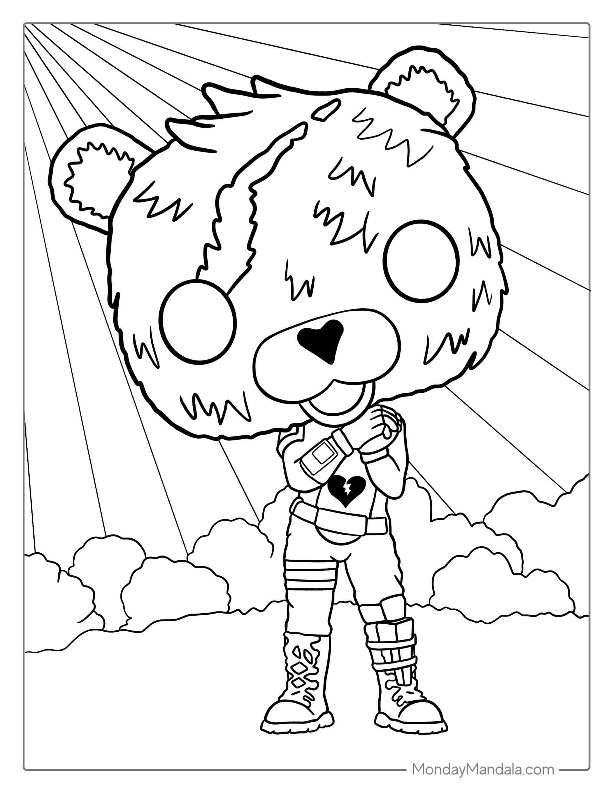 Fortnite Cuddle Team Leader (Pink Teddy) Coloring coloring page
