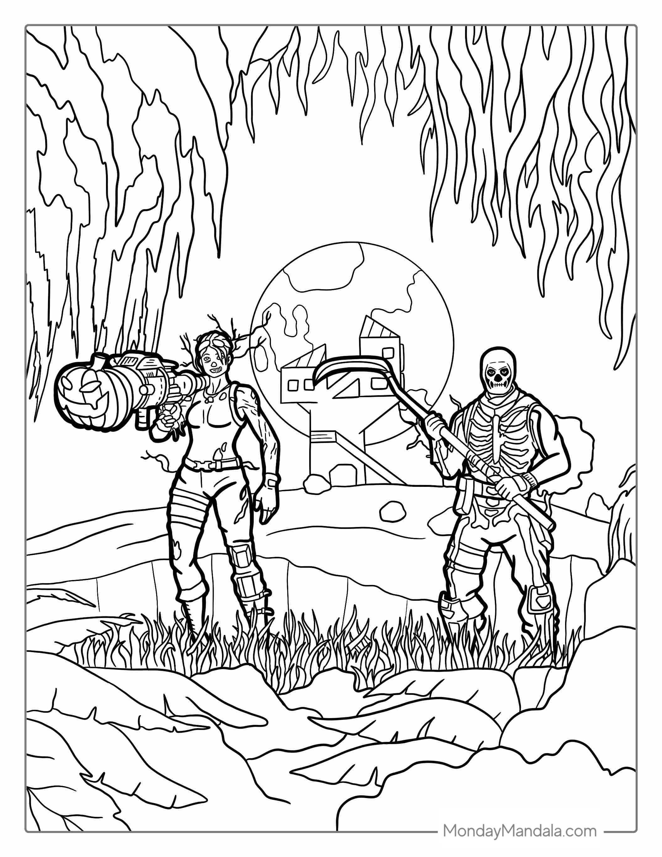 Fortnite Halloween Cartoon coloring page