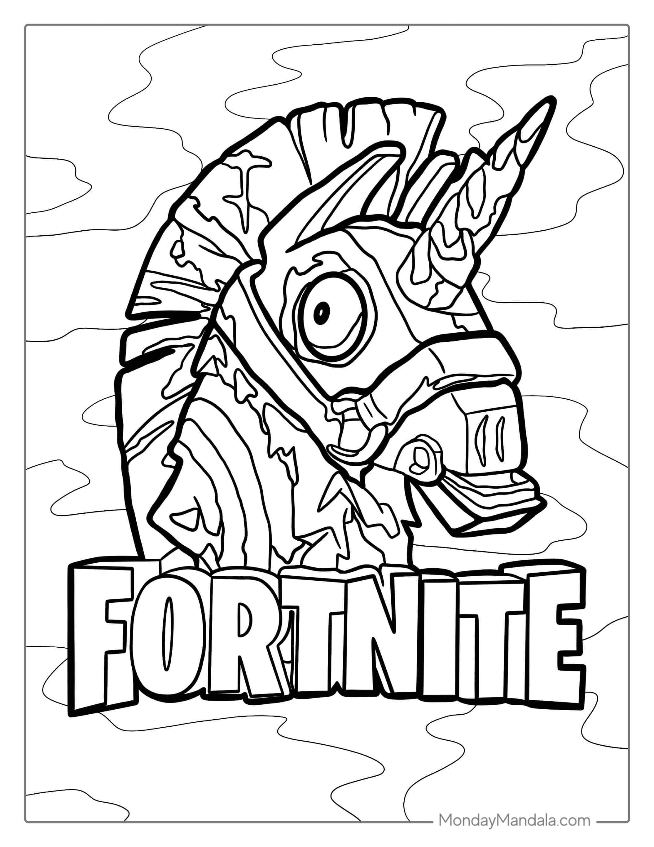 Fortnite Llama And Logo Coloring Page coloring page — printable line art