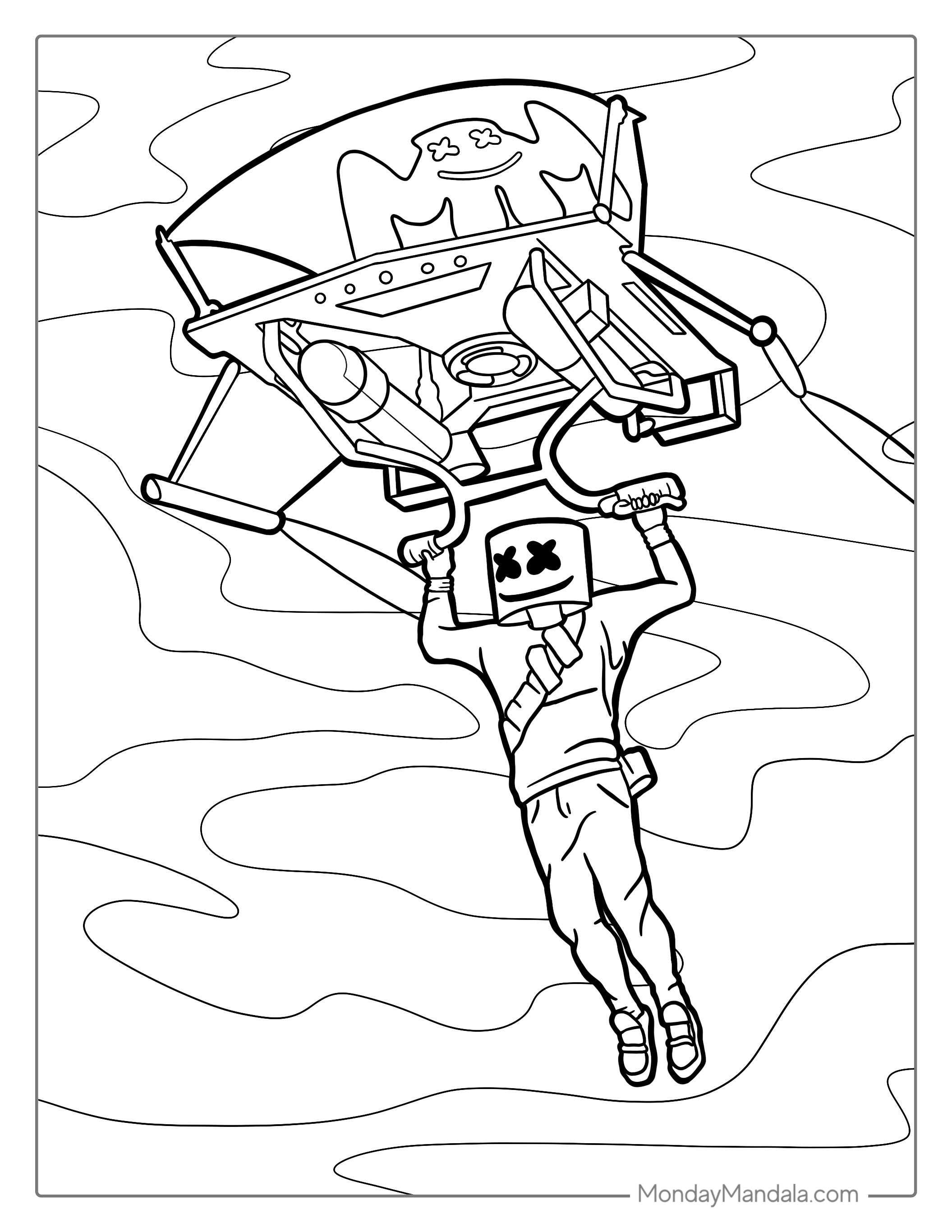 Fortnite Marshmellow Coloring Page coloring page — printable line art