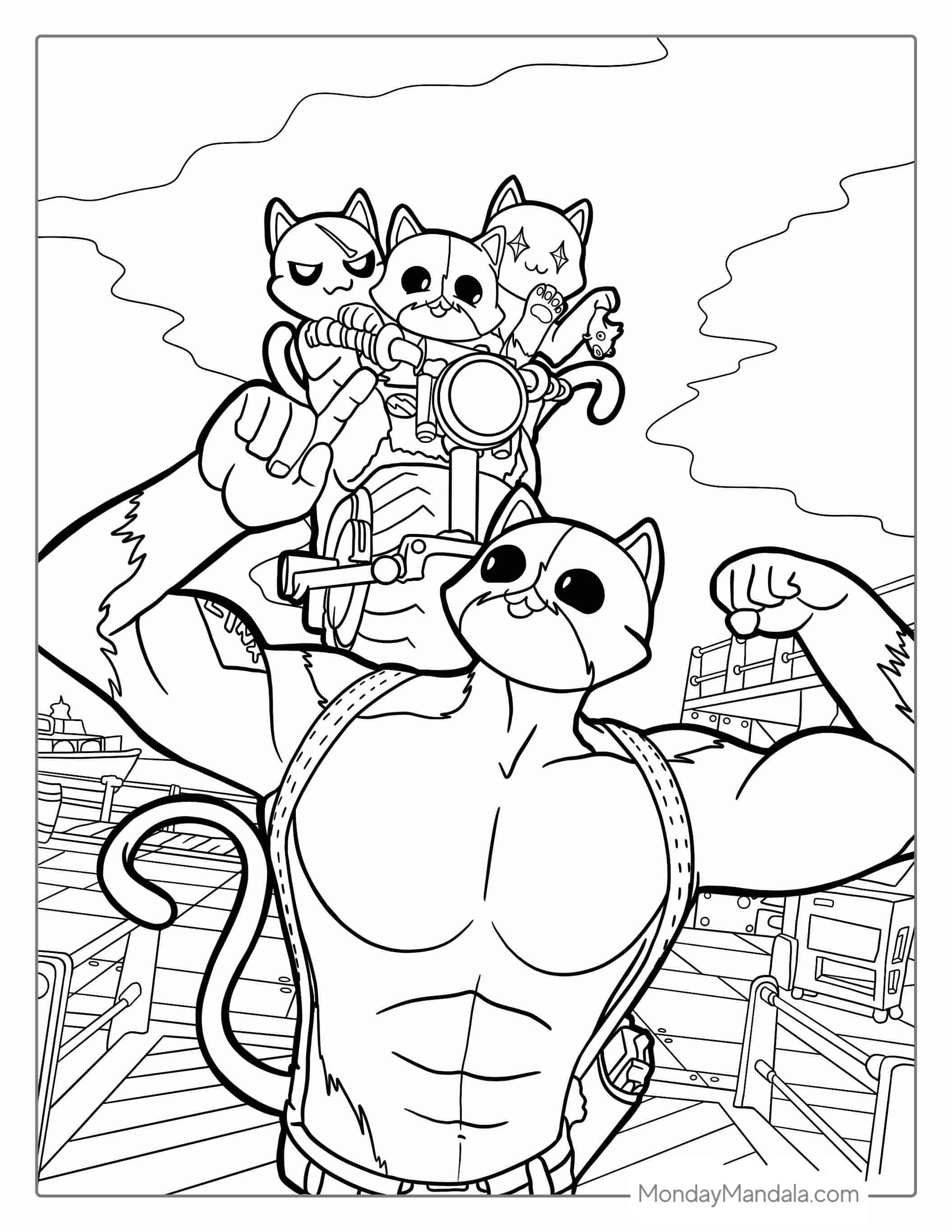 Fortnite Mewoscles Coloring Page For Kids coloring page — printable line art