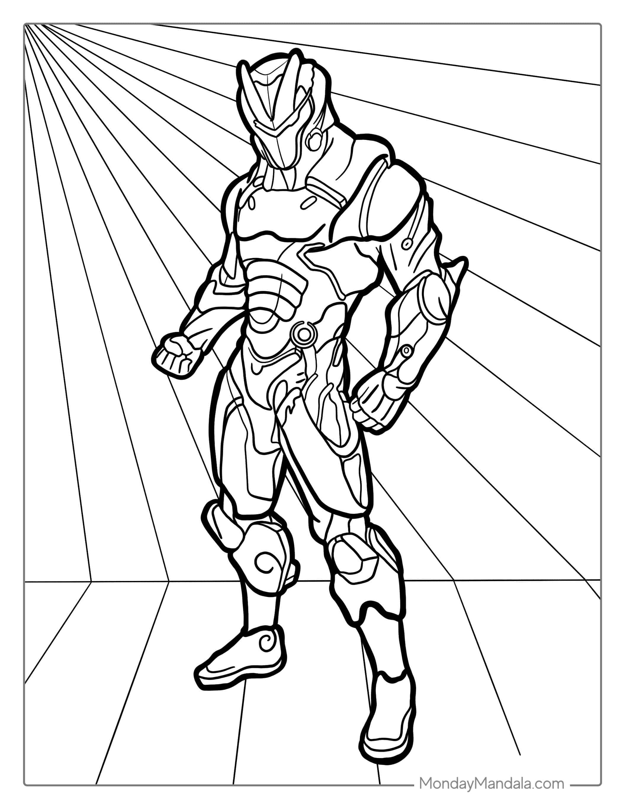 Fortnite Omega Skin coloring page — printable line art