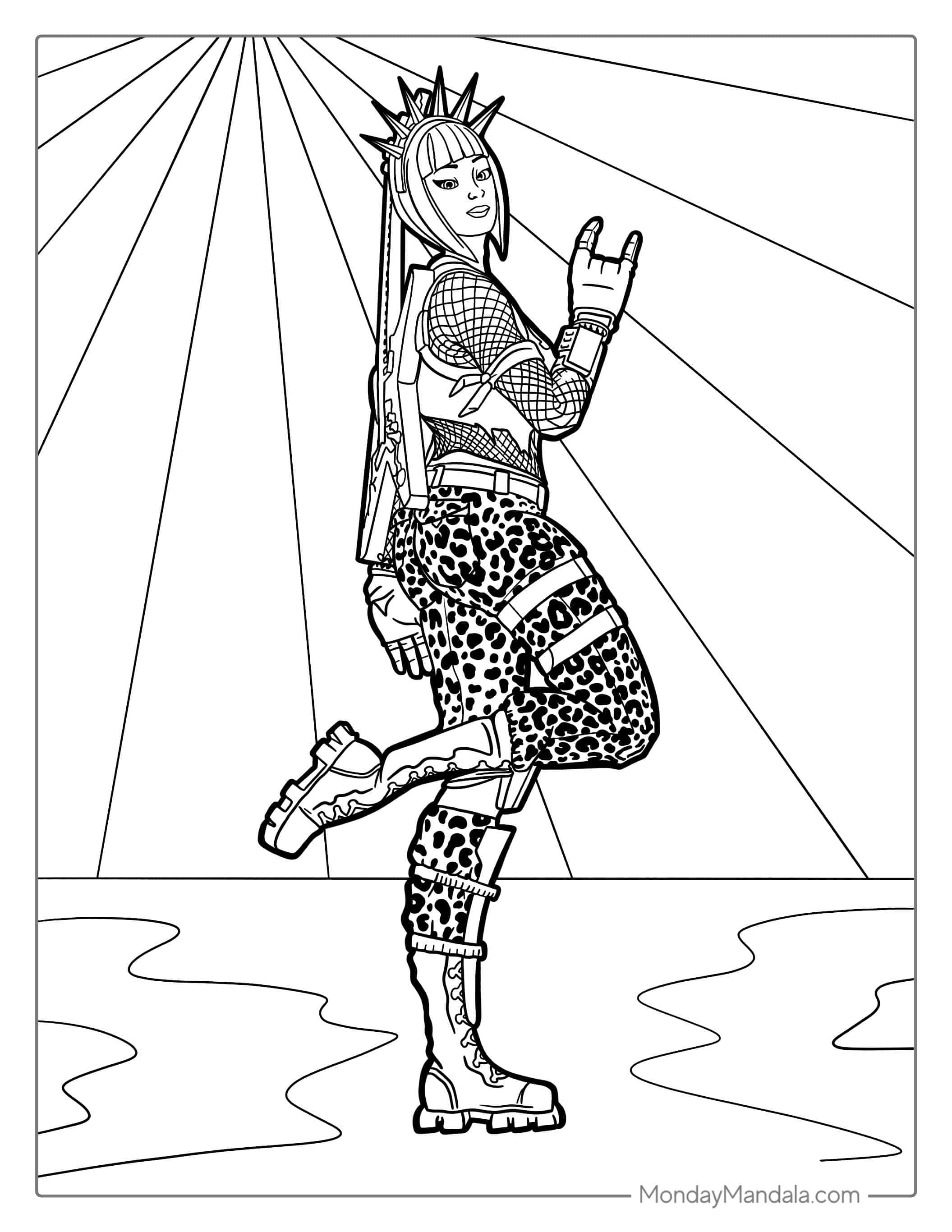 Fortnite Power Chord Character coloring page — printable line art
